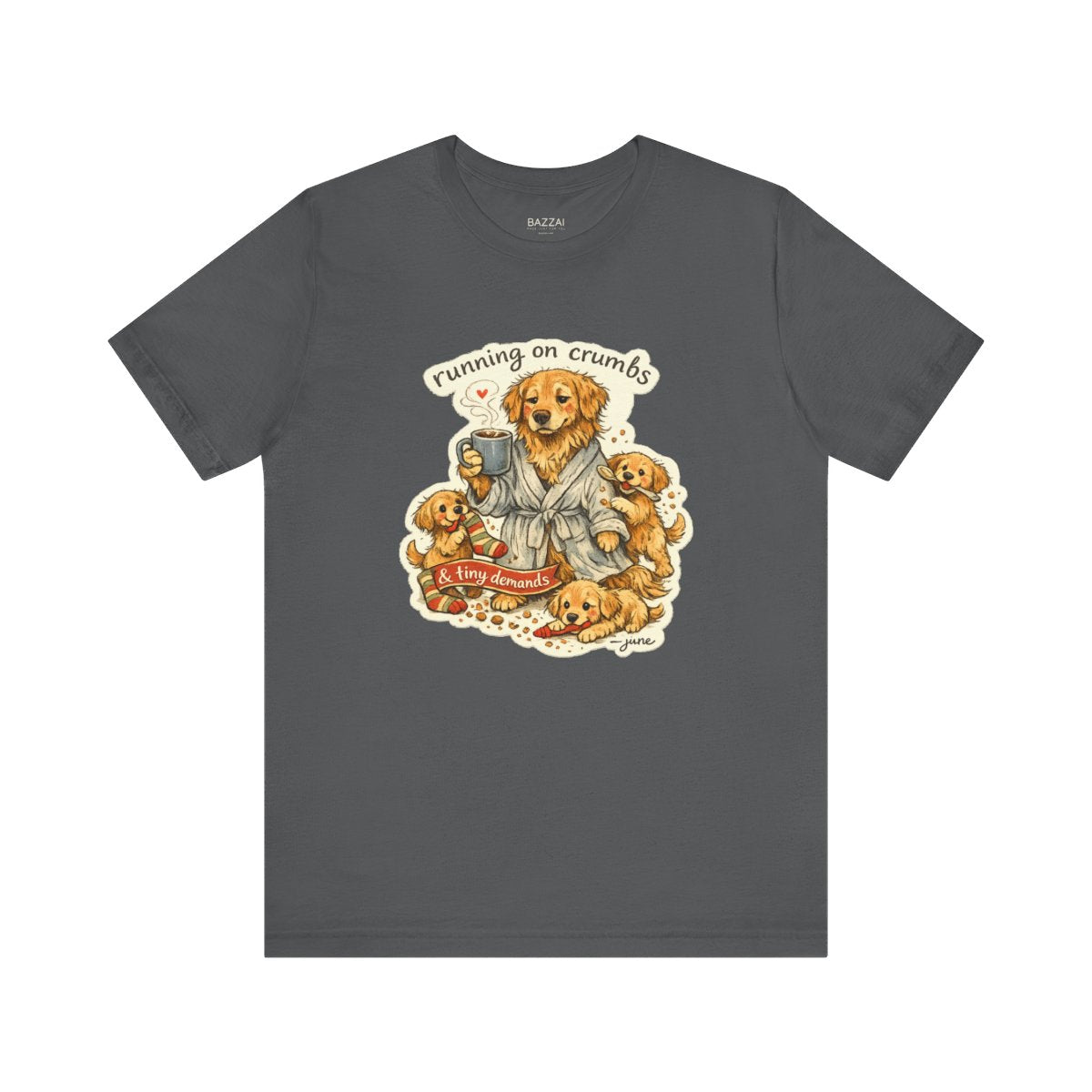 Mom Gift T-Shirt — Running on Crumbs &amp; Tiny Demands — mom chaos t-shirt design by June