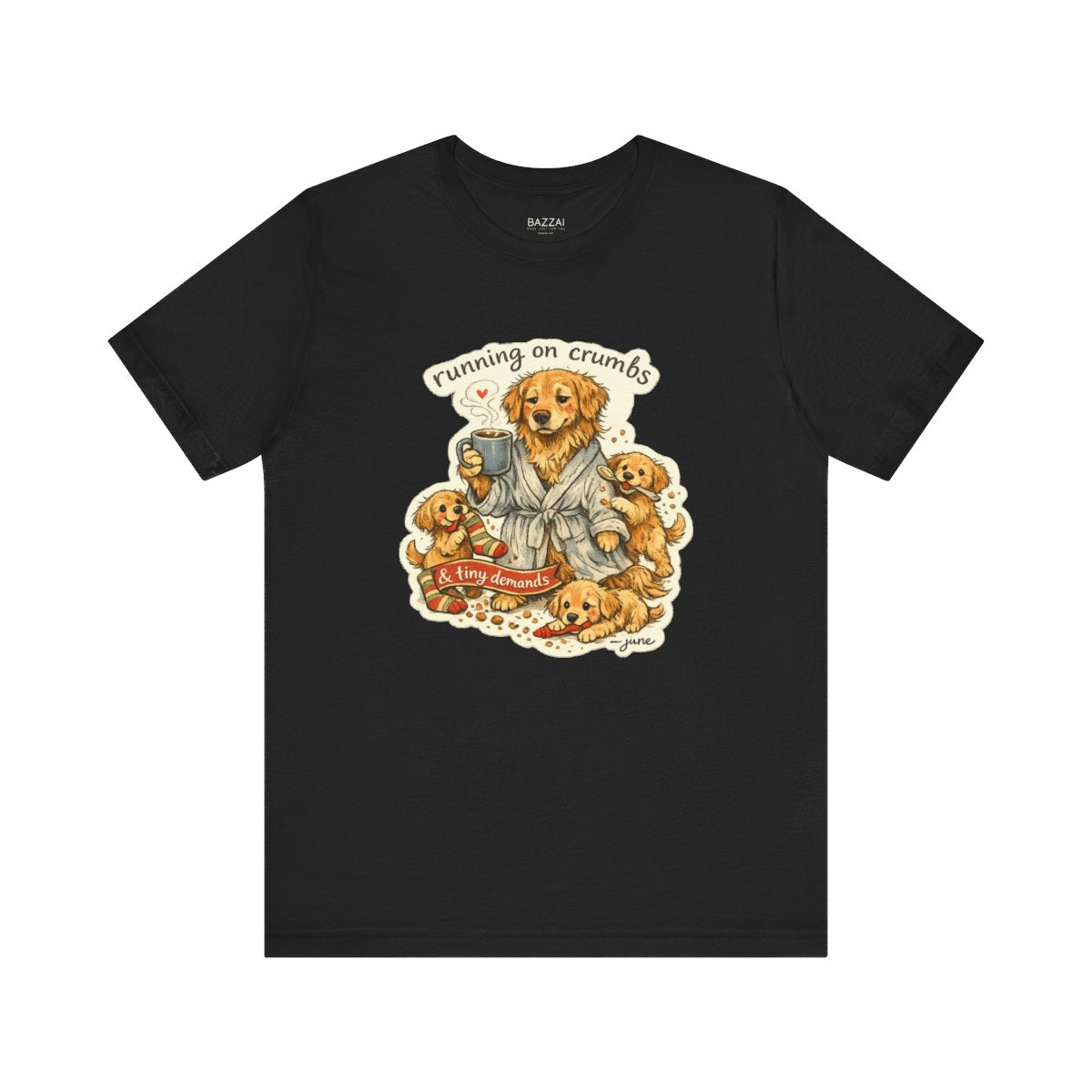Mom Gift T-Shirt — Running on Crumbs &amp; Tiny Demands — mom chaos t-shirt design by June