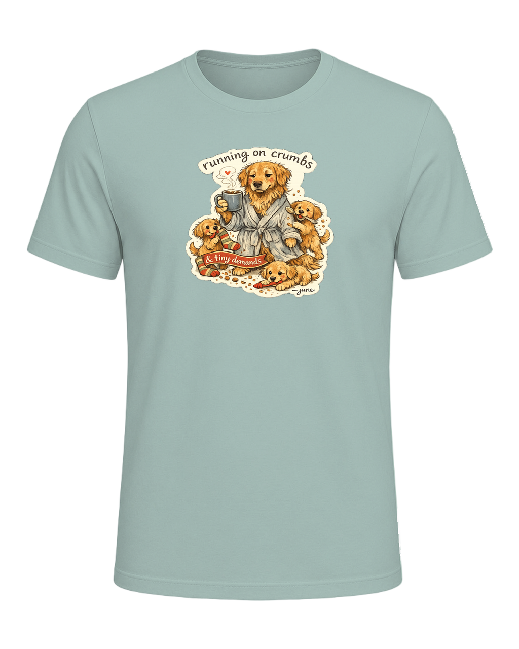 Running On Crumbs & Tiny Demands Tee — Dusty Blue