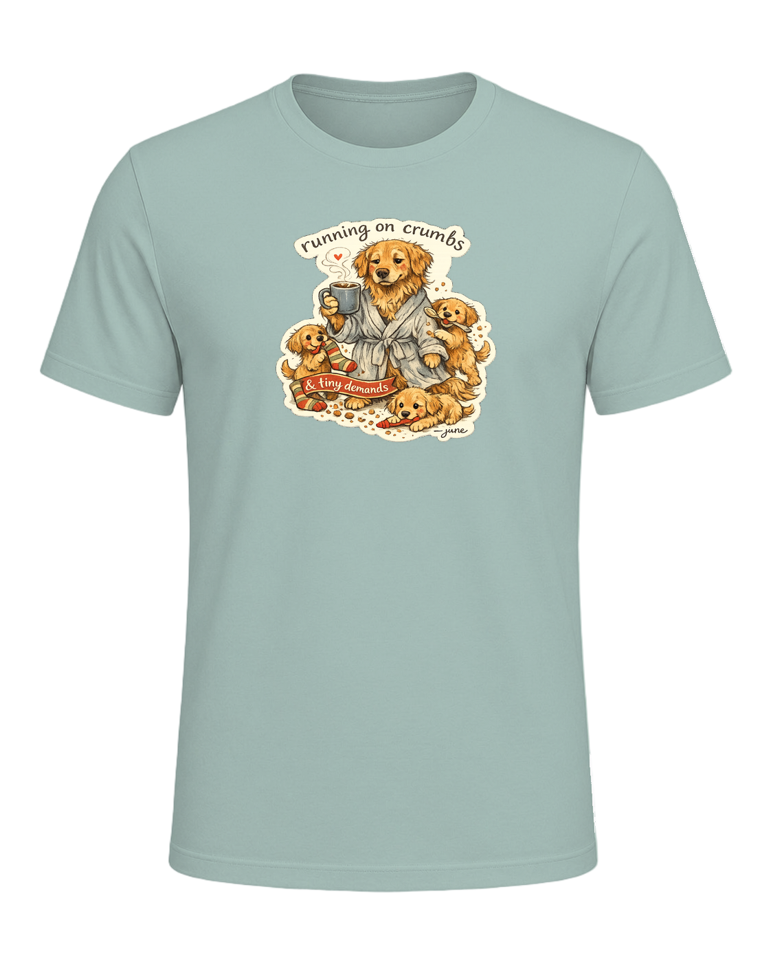 Running On Crumbs & Tiny Demands Tee — Dusty Blue