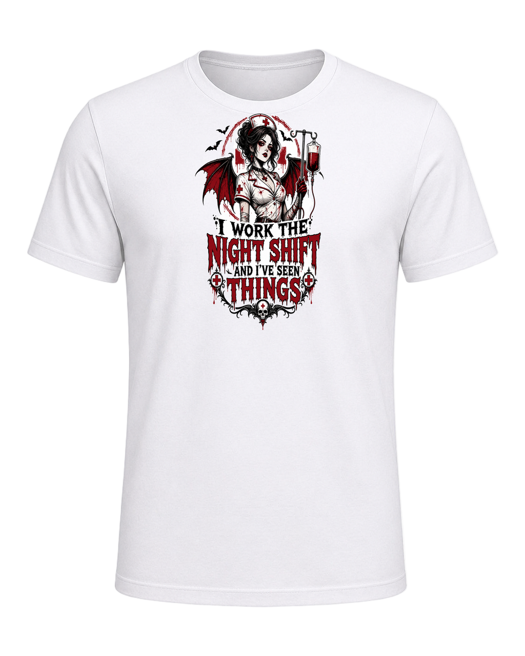 Nurse Night Shift Spooky — White