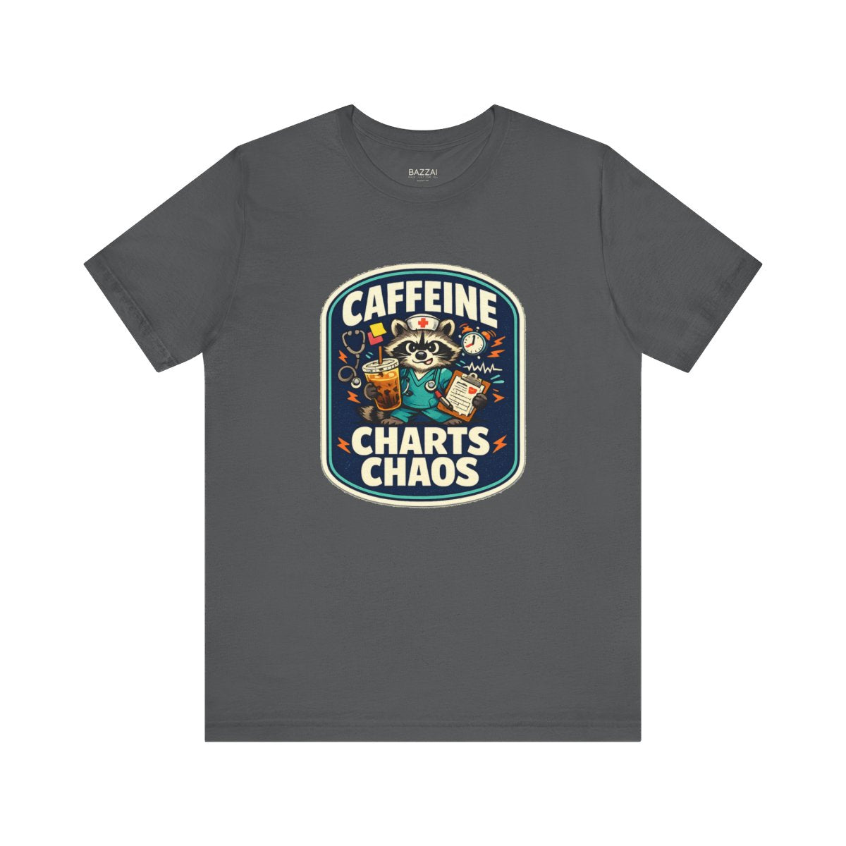 Nurse Gift T-Shirt — Caffeine Charts Chaos — t-shirt design by Hank