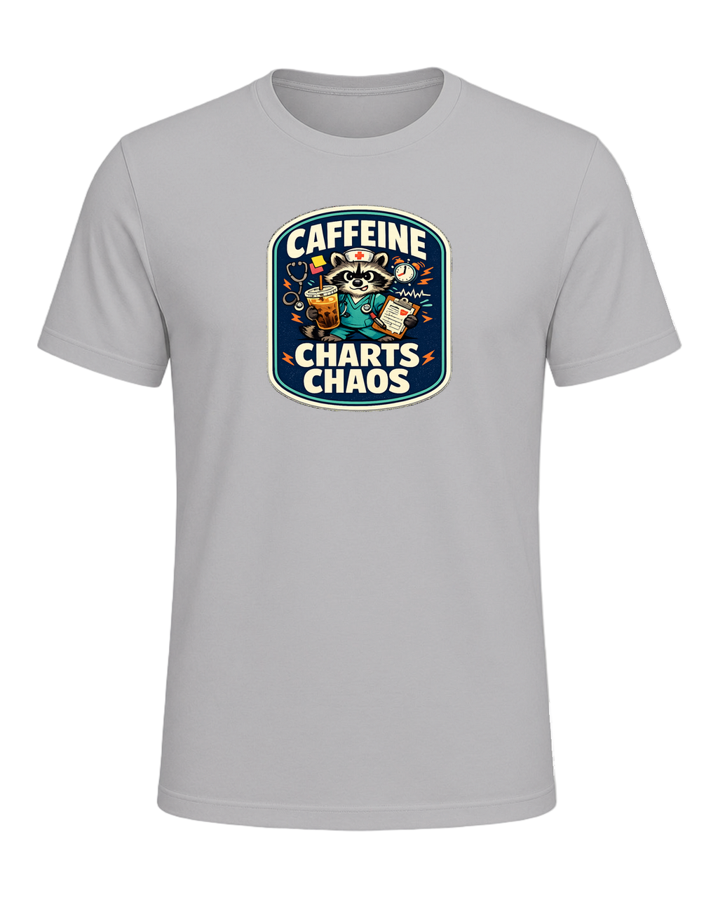 Caffeine Charts Chaos Tee — Athletic Heather
