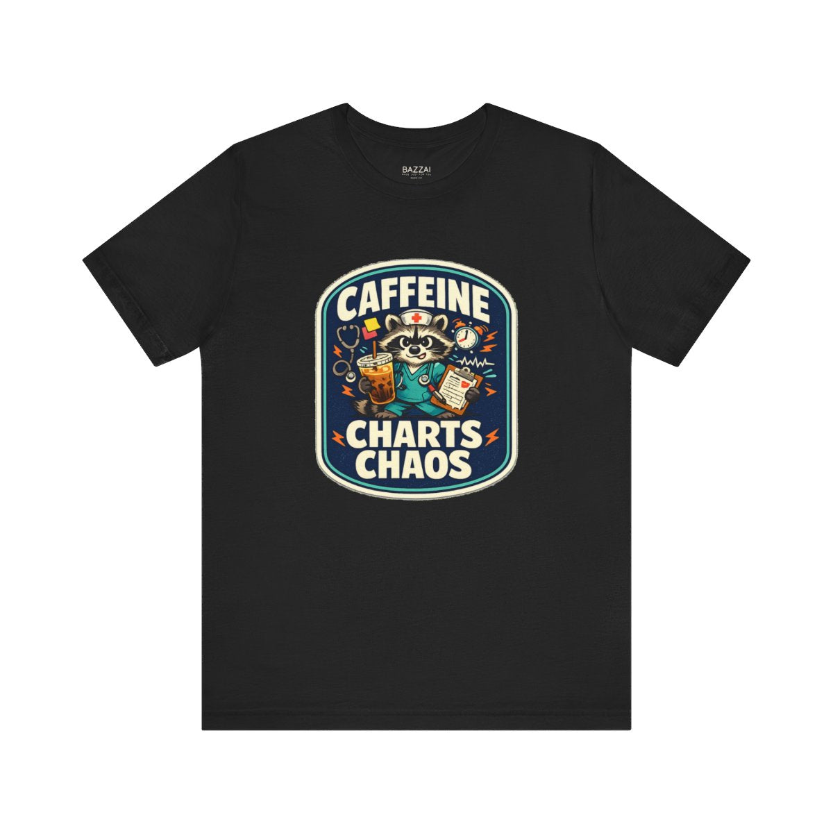 Nurse Gift T-Shirt — Caffeine Charts Chaos — t-shirt design by Hank
