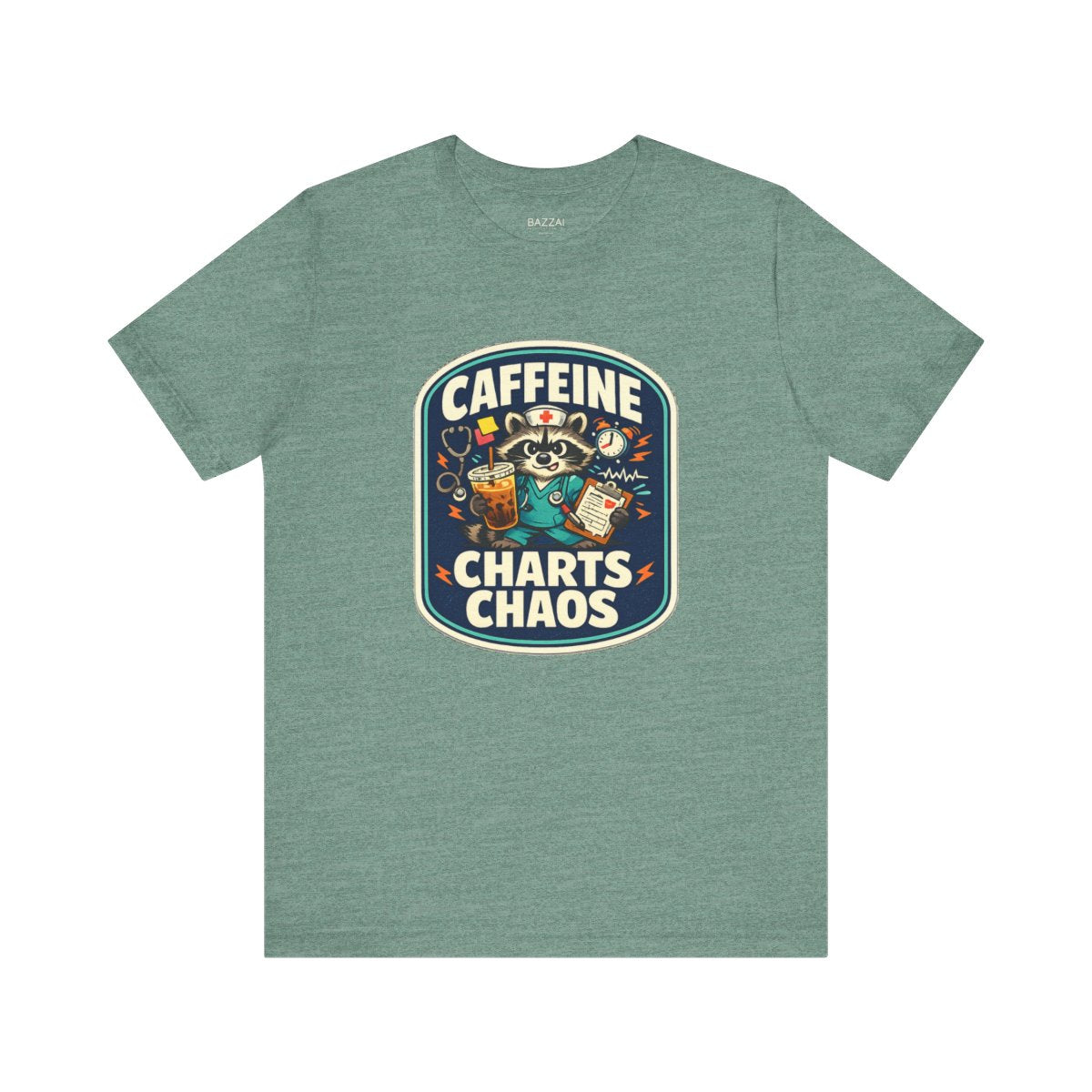 Nurse Gift T-Shirt — Caffeine Charts Chaos — t-shirt design by Hank