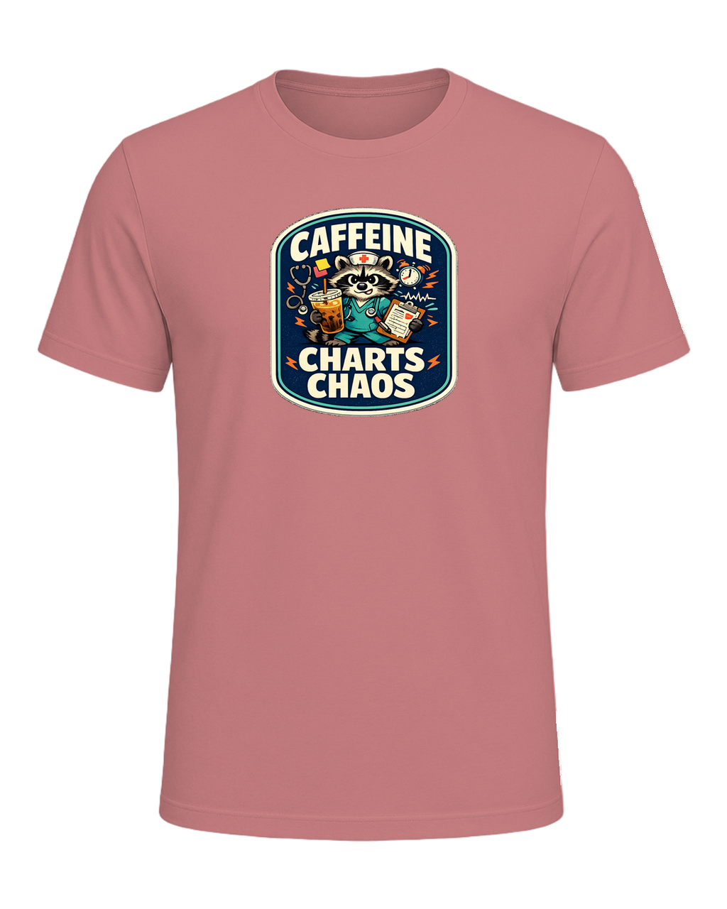 Caffeine Charts Chaos Tee — Heather Mauve