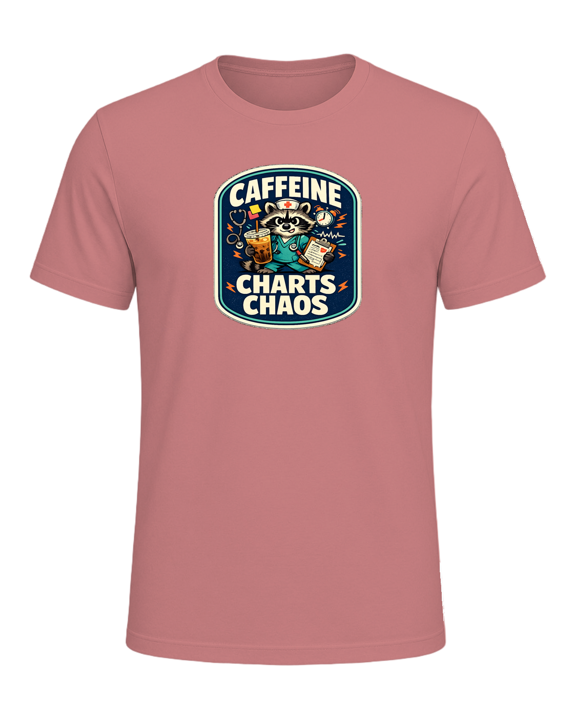 Caffeine Charts Chaos Tee — Heather Mauve