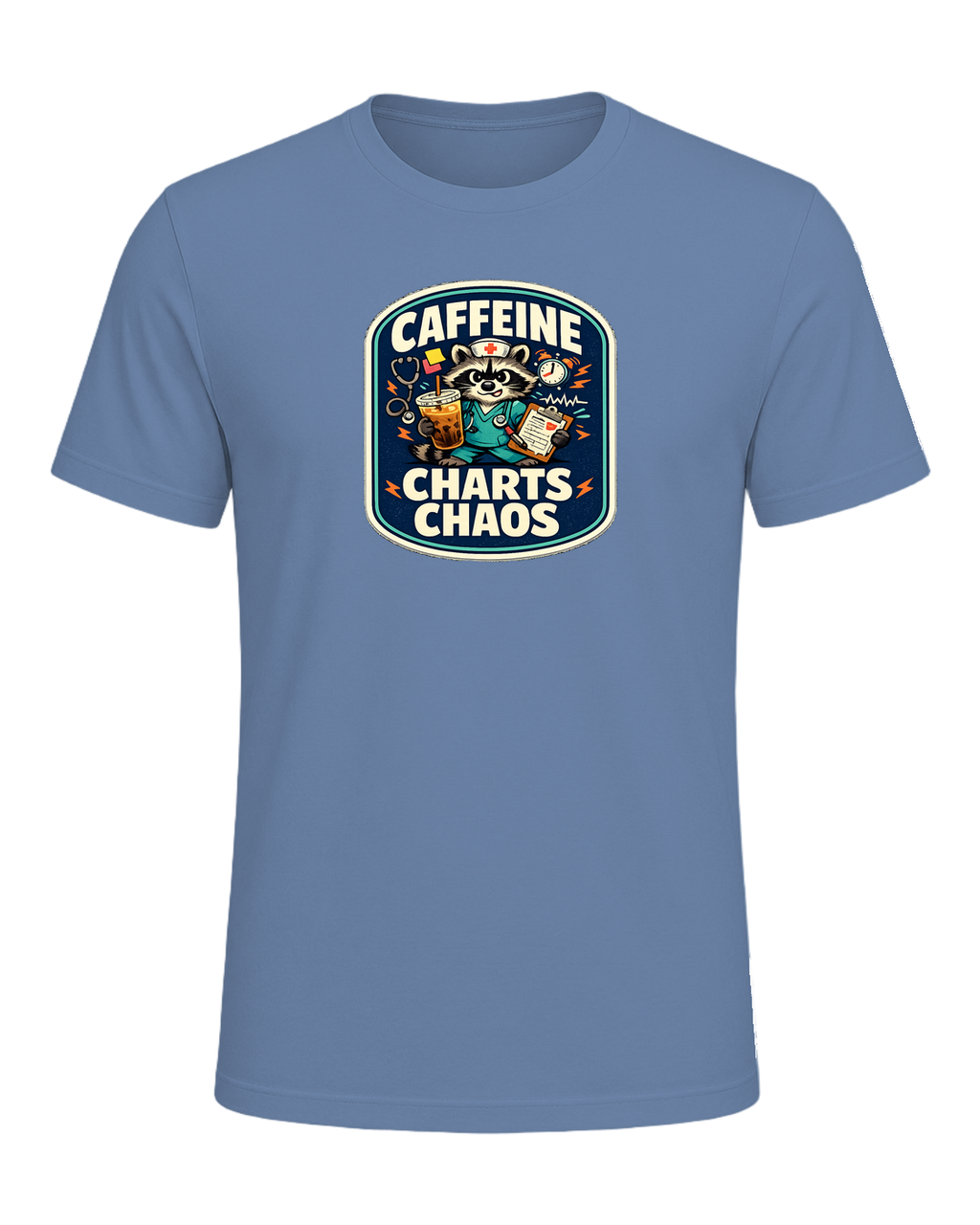 Caffeine Charts Chaos Tee — Lavender Blue