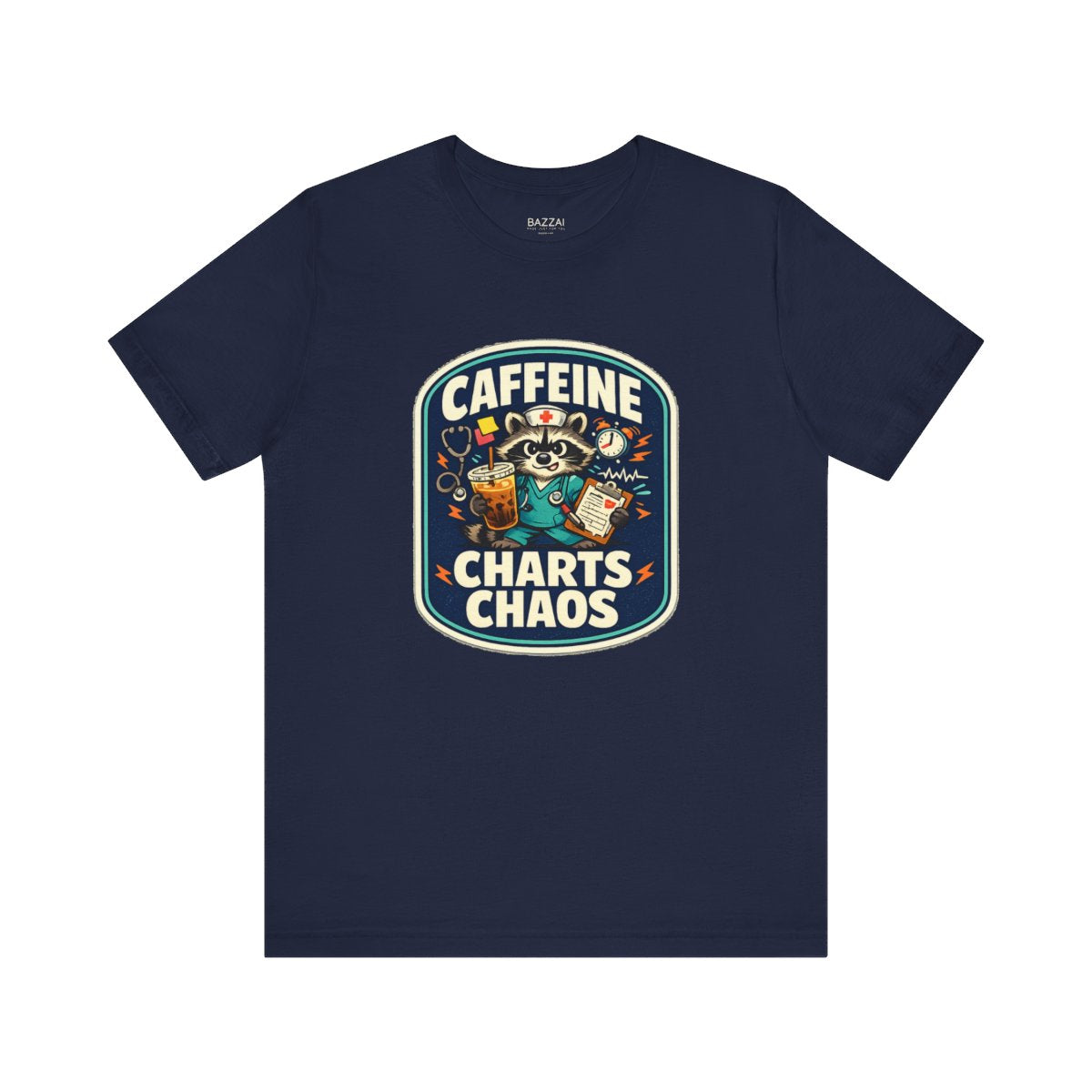 Nurse Gift T-Shirt — Caffeine Charts Chaos — t-shirt design by Hank