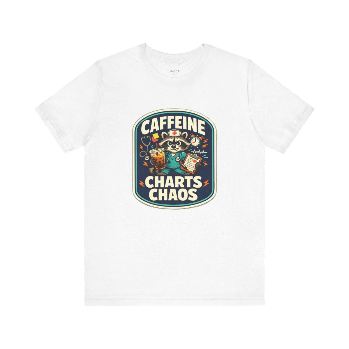 Nurse Gift T-Shirt — Caffeine Charts Chaos — t-shirt design by Hank