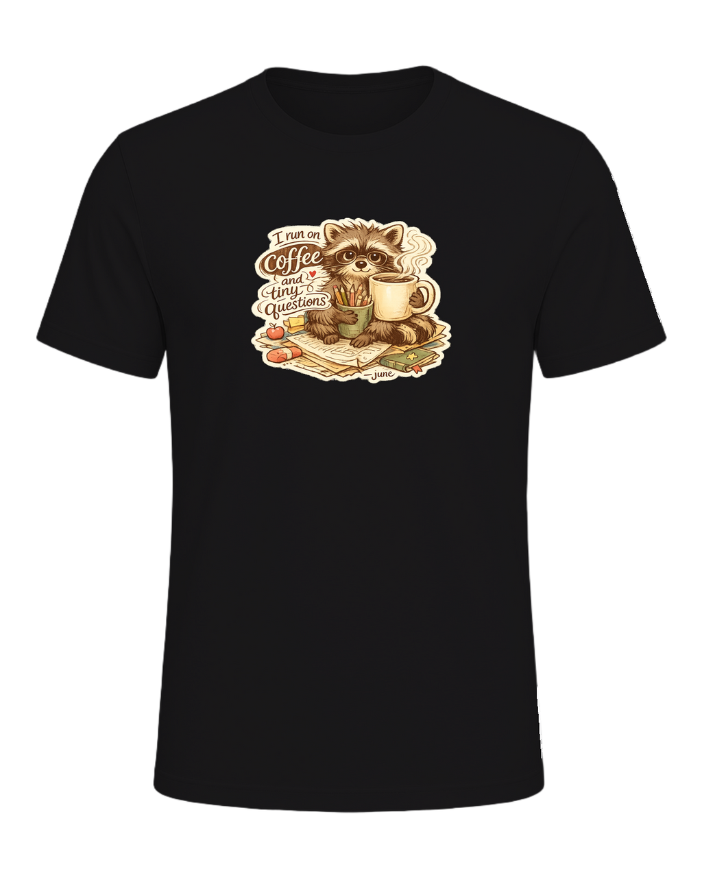 I Run On Coffee And Tiny Questions Tee — Dark Grey Heather