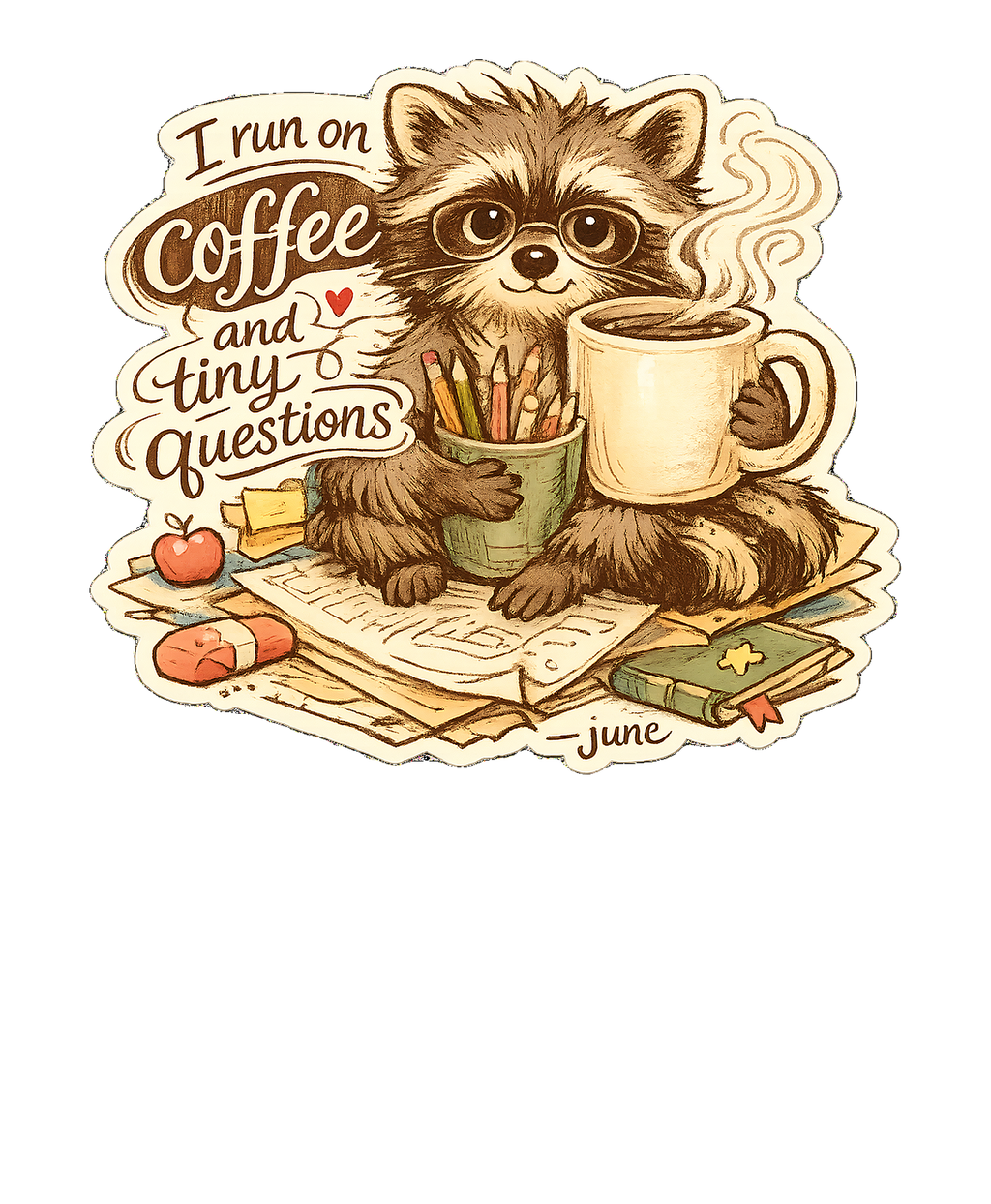 I Run On Coffee And Tiny Questions Sticker
