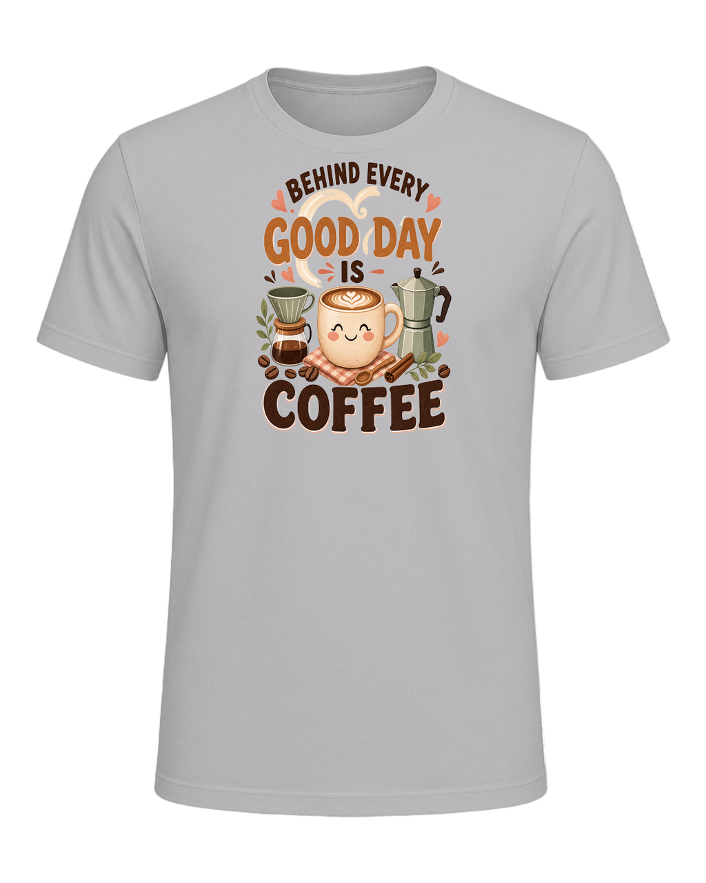 BEHIND EVERY GOOD DAY IS COFFEE — Athletic Heather
