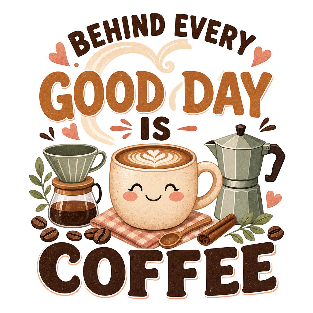BEHIND EVERY GOOD DAY IS COFFEE