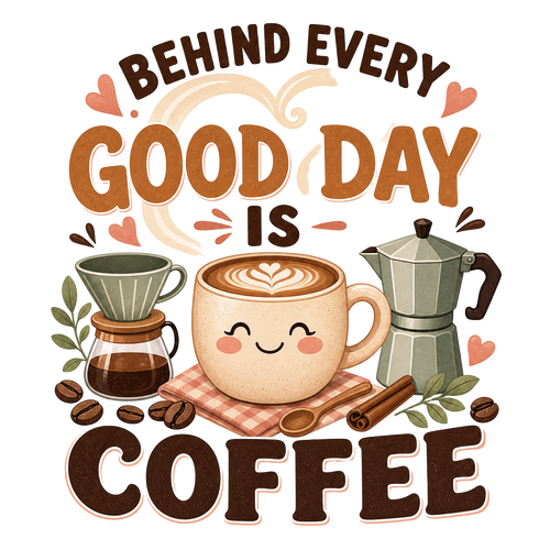 BEHIND EVERY GOOD DAY IS COFFEE