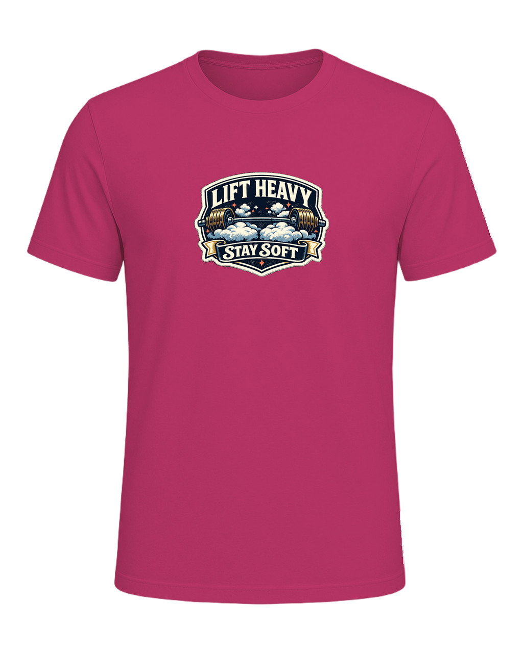 A funny vintage gym badge tee for lifters who train heavy and keep a soft heart. — Berry