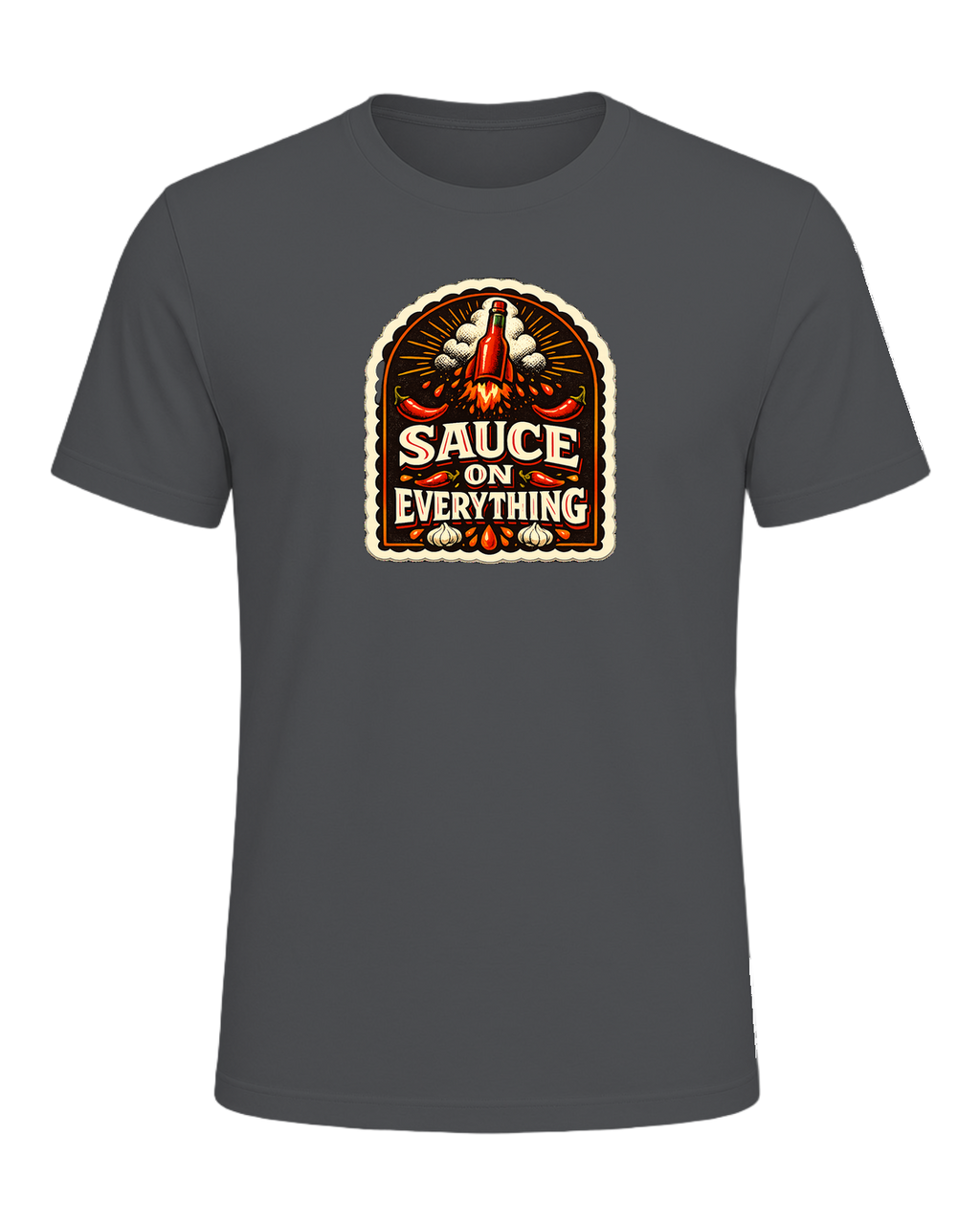 A bold vintage hot sauce label tee for the person who puts sauce on everything. — Asphalt