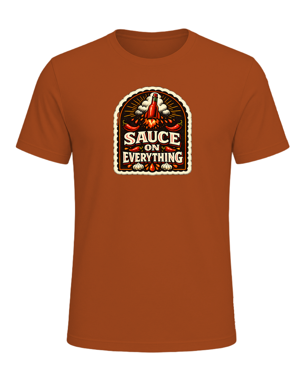 A bold vintage hot sauce label tee for the person who puts sauce on everything. — Autumn