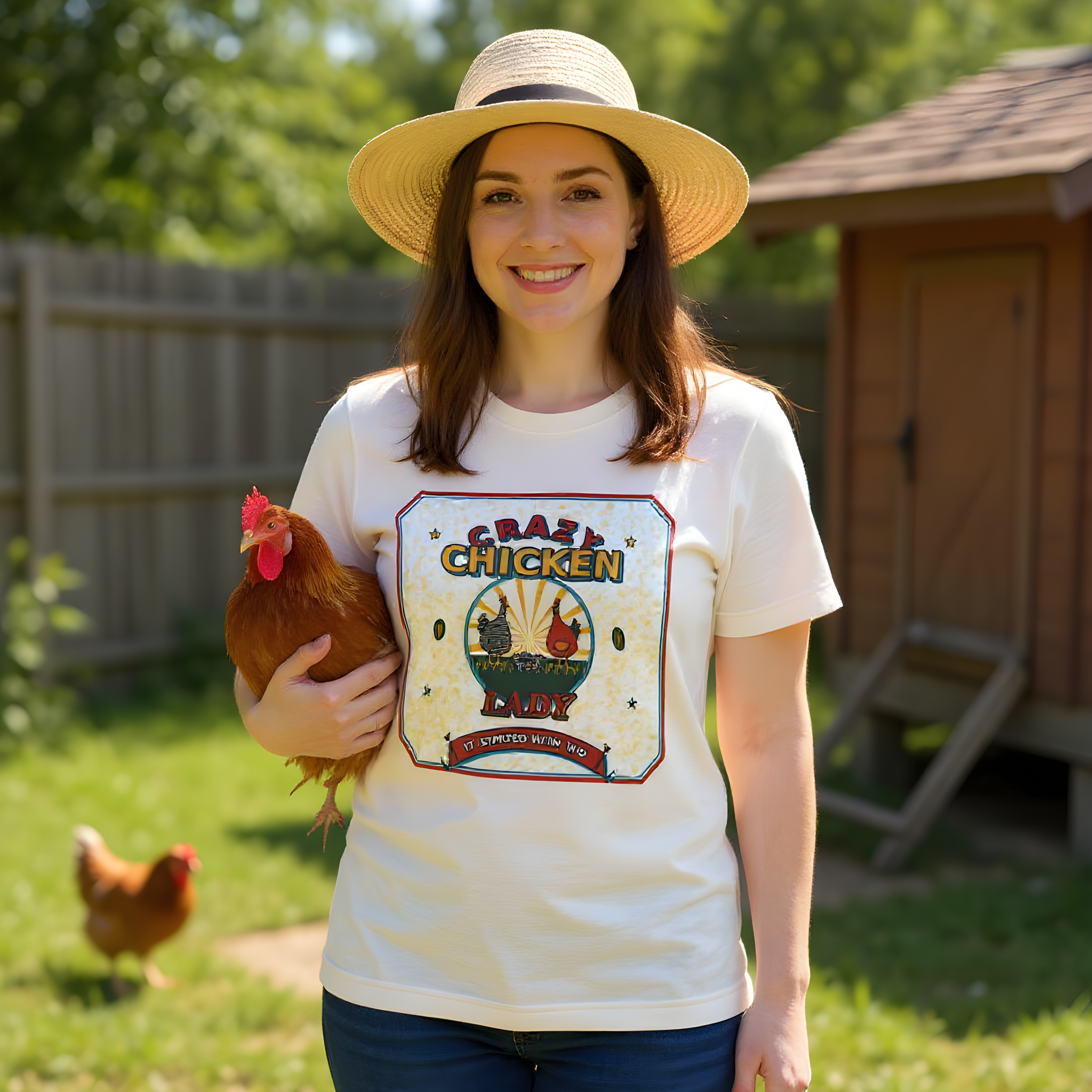 Crazy Chicken Lady T-Shirt — It Started with Two — backyard chicken t-shirt design