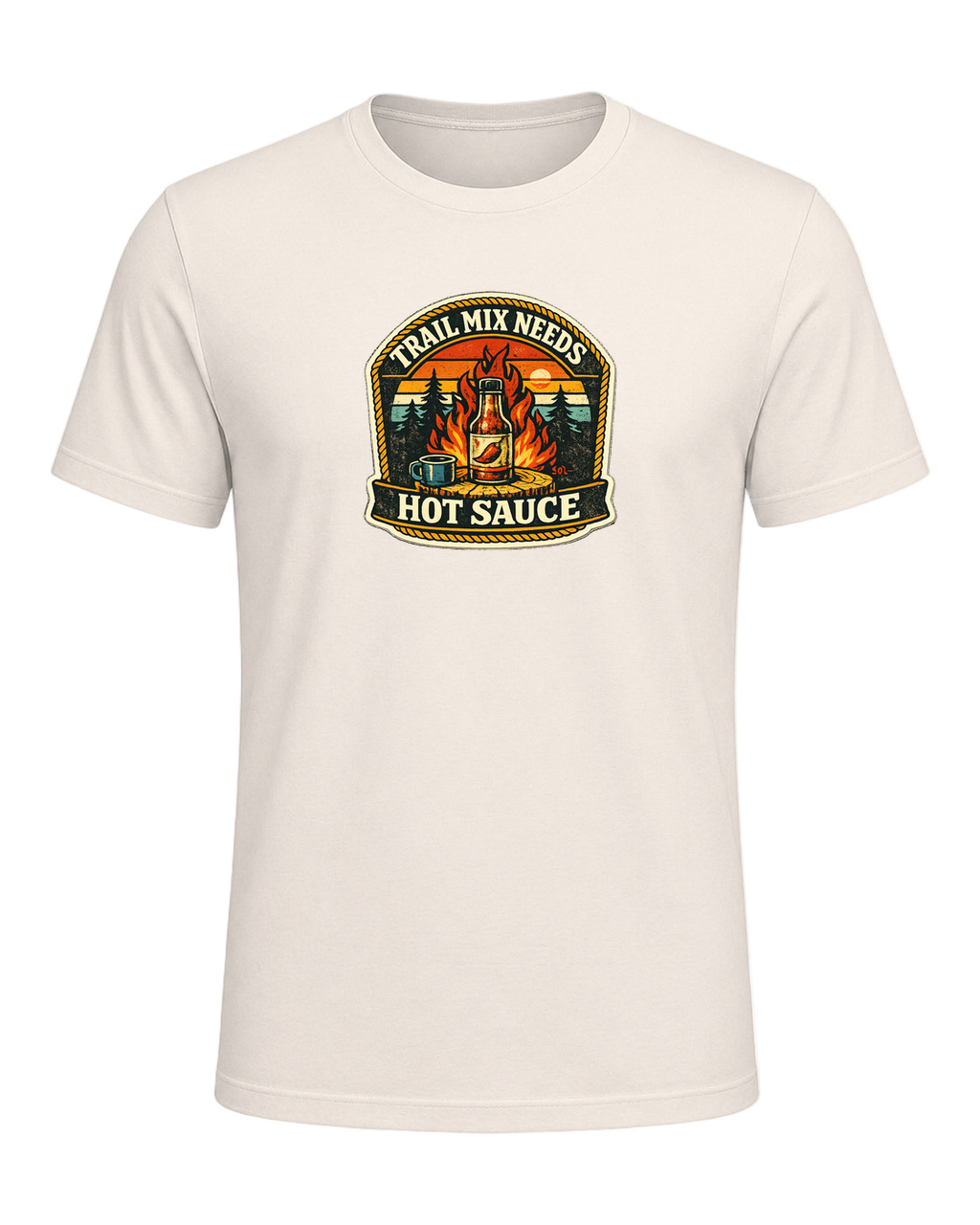 Trail Mix Needs Hot Sauce Tee — Natural
