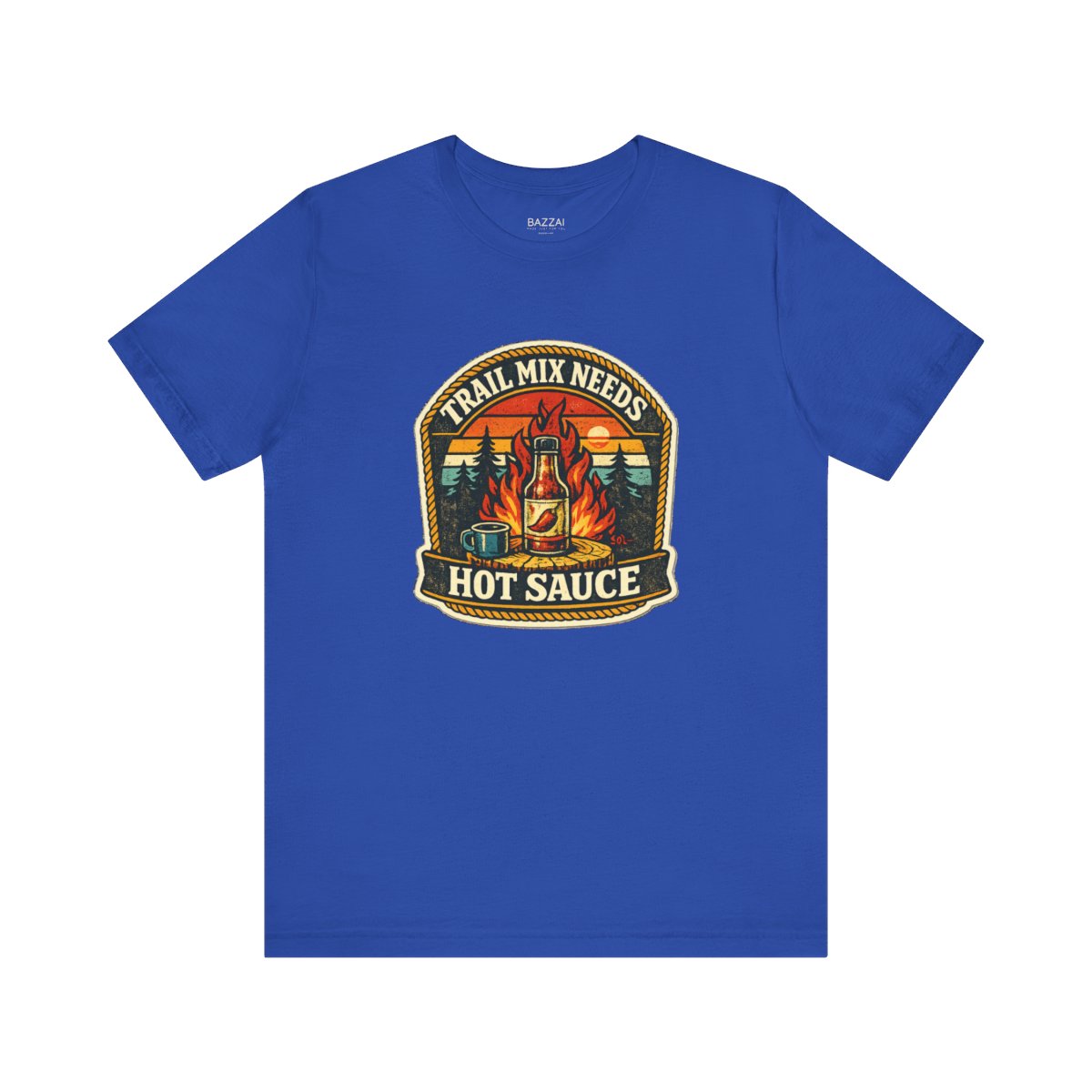 Camping Hot Sauce T-Shirt — Trail Mix Needs Hot Sauce — t-shirt design by Sol