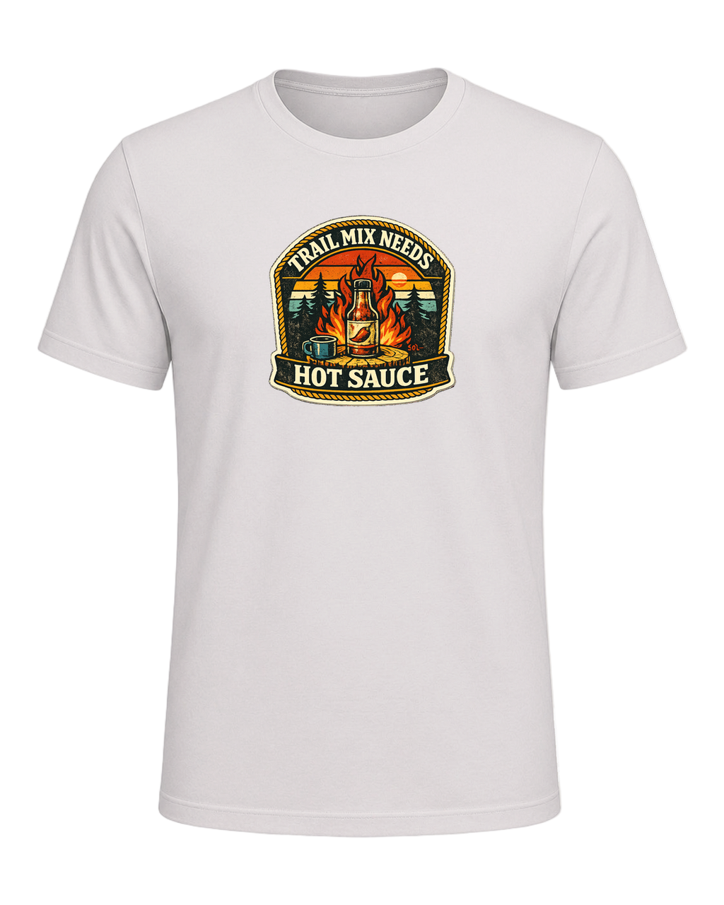 Trail Mix Needs Hot Sauce Tee — Vintage White