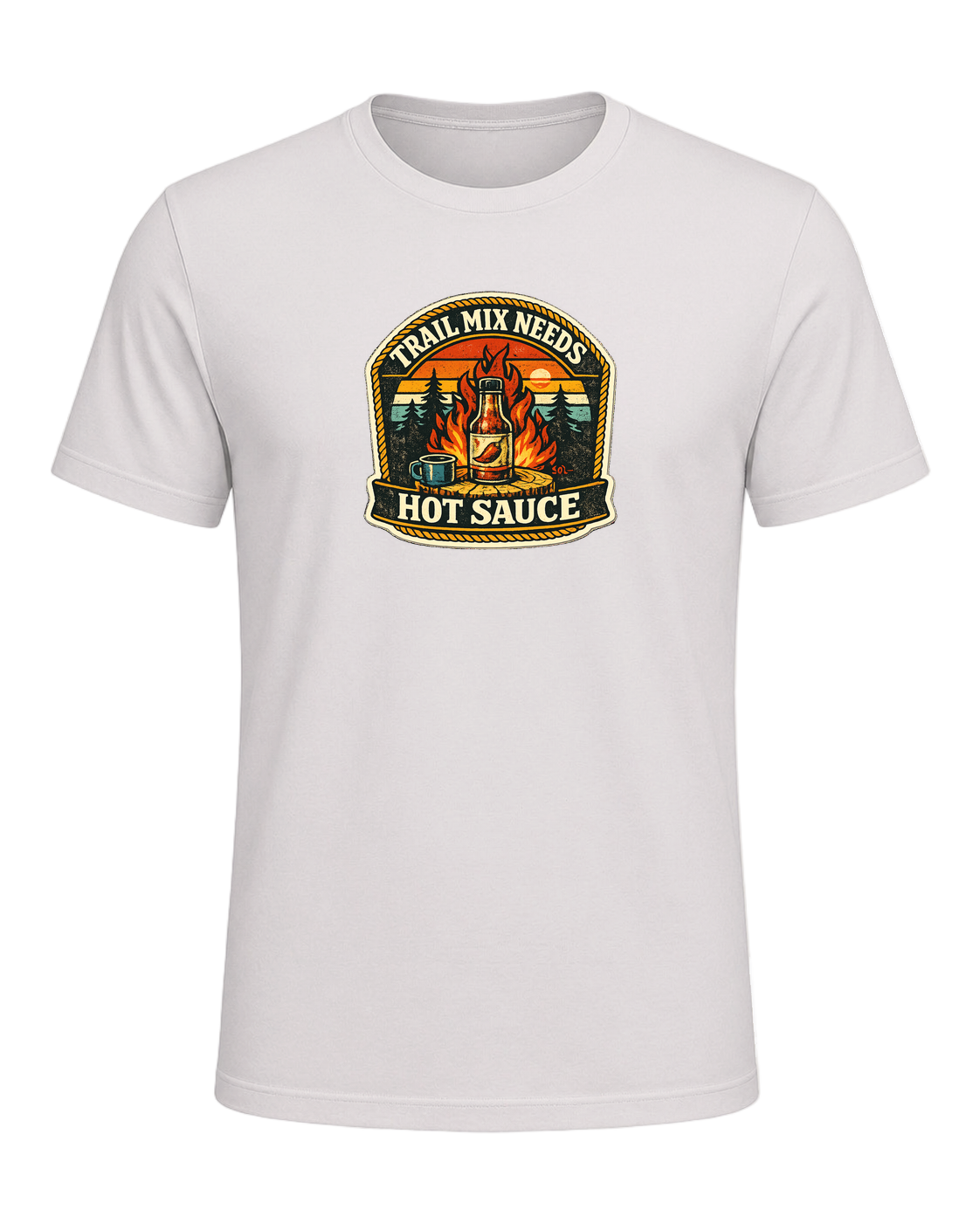 Trail Mix Needs Hot Sauce Tee — Vintage White