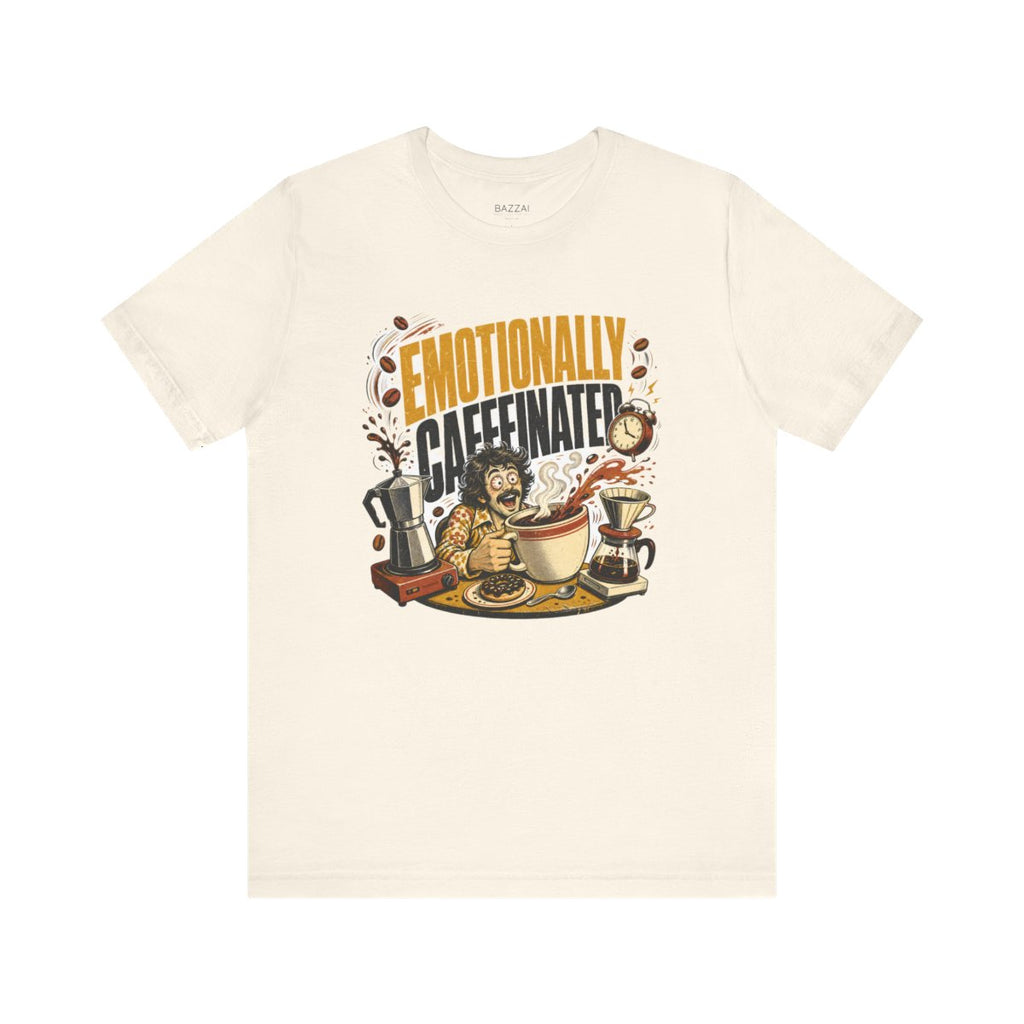 Coffee Humor T-Shirt — Emotionally Caffeinated — coffees t-shirt design