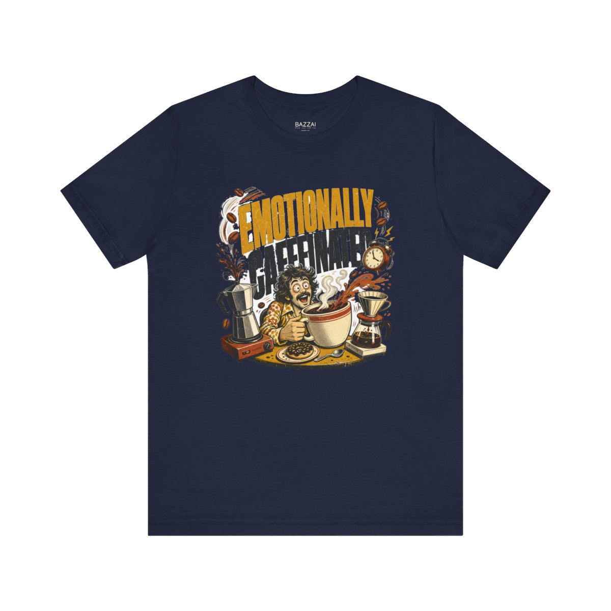 Coffee Humor T-Shirt — Emotionally Caffeinated — coffees t-shirt design