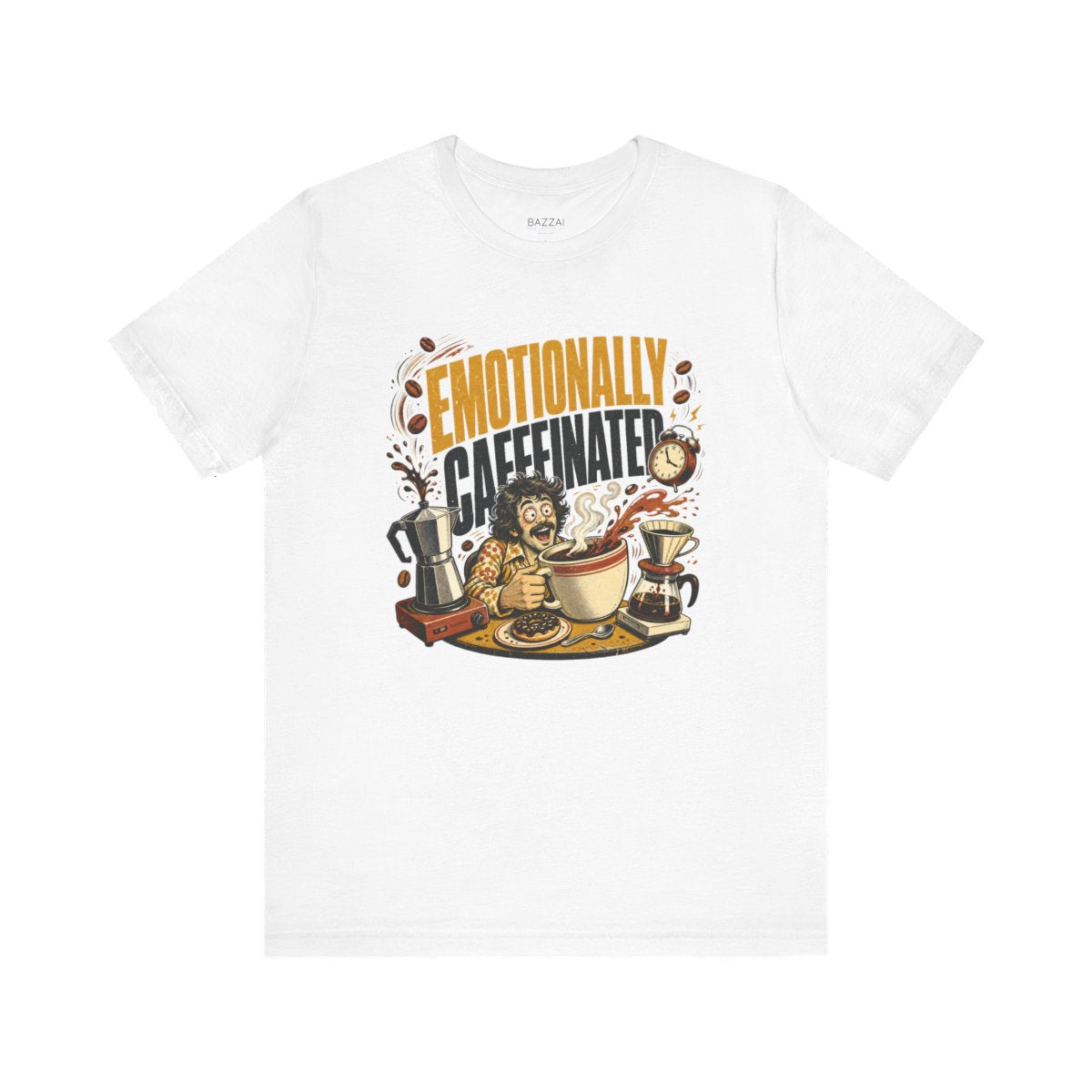Coffee Humor T-Shirt — Emotionally Caffeinated — coffees t-shirt design