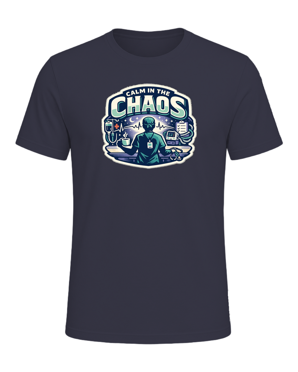 Calm In The Chaos Tee — Heather Midnight Navy