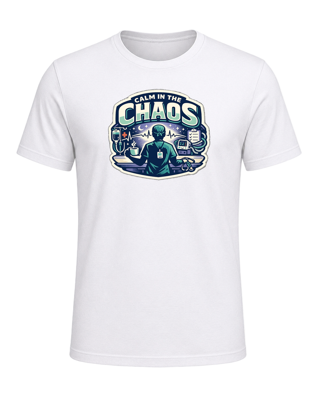 Calm In The Chaos Tee — White