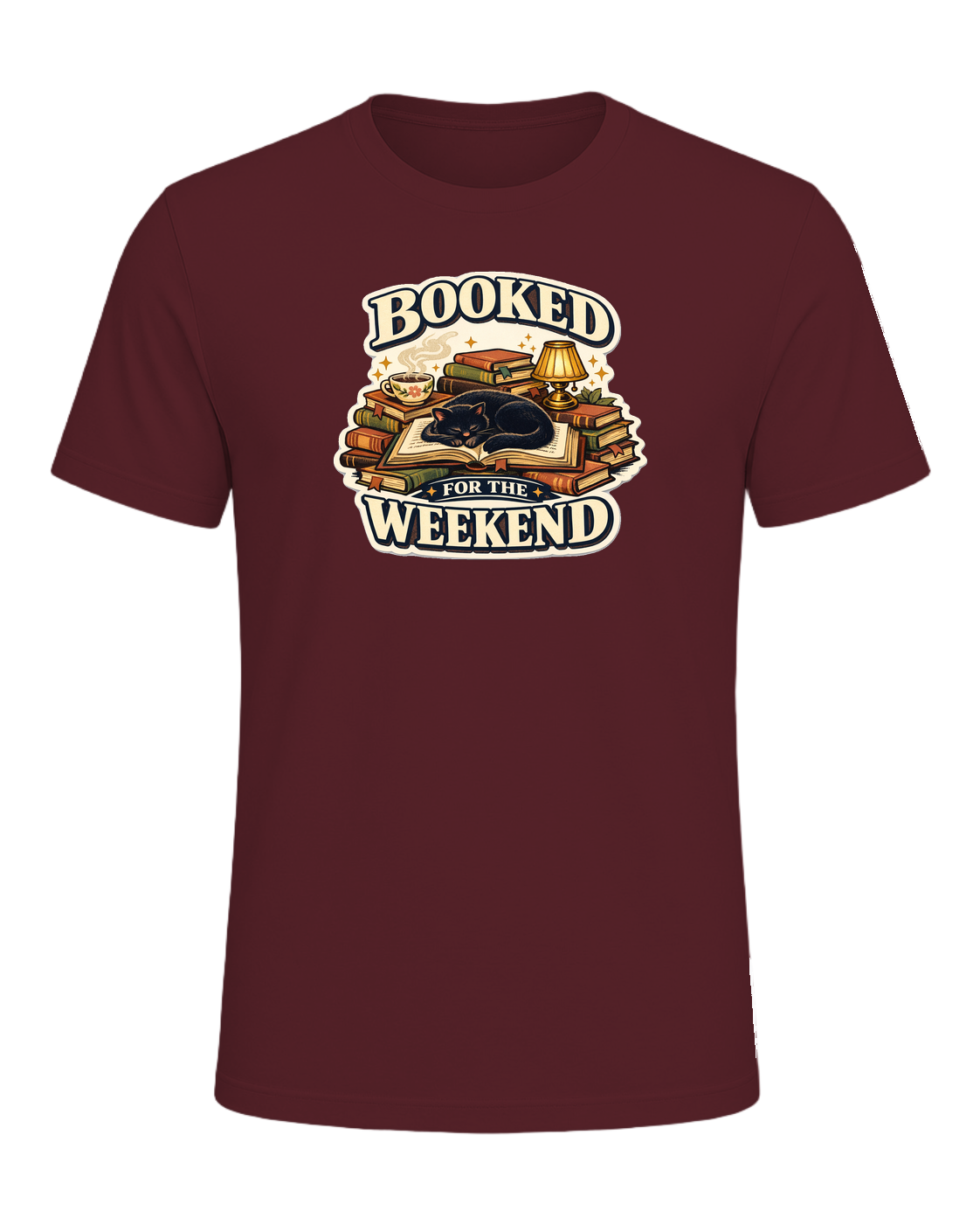 Booked For The Weekend Tee — Maroon