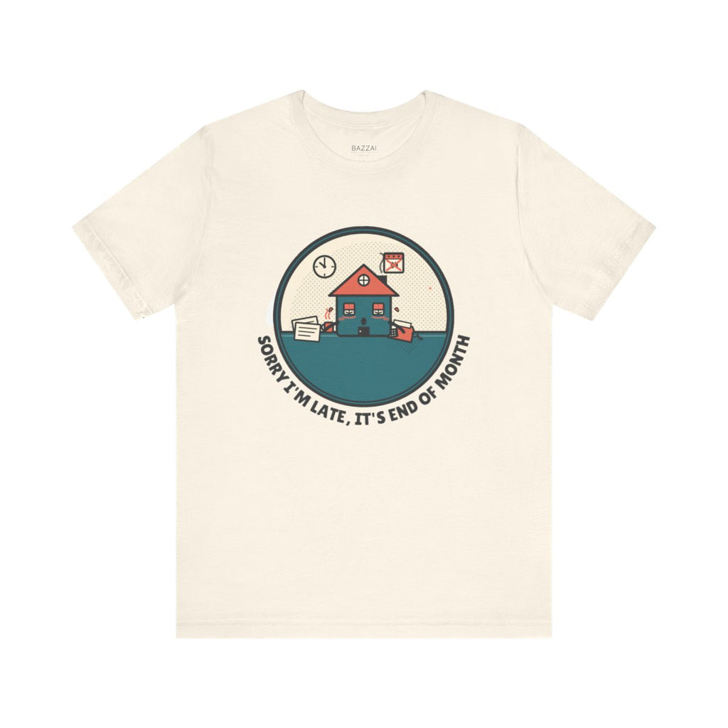 Funny Mortgage T-Shirt — Sorry I'm Late, It's End of Month — mortgage t-shirt design
