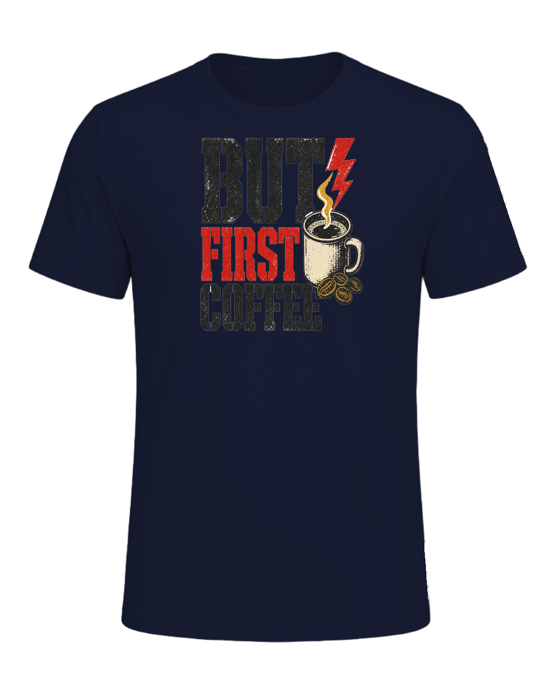 BUT FIRST COFFEE — Navy