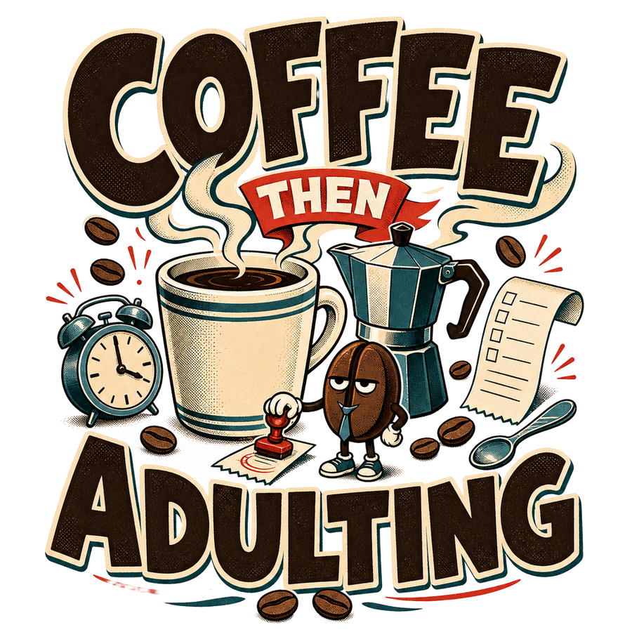 Funny Coffee Lover T-Shirt — Coffee Then Adulting