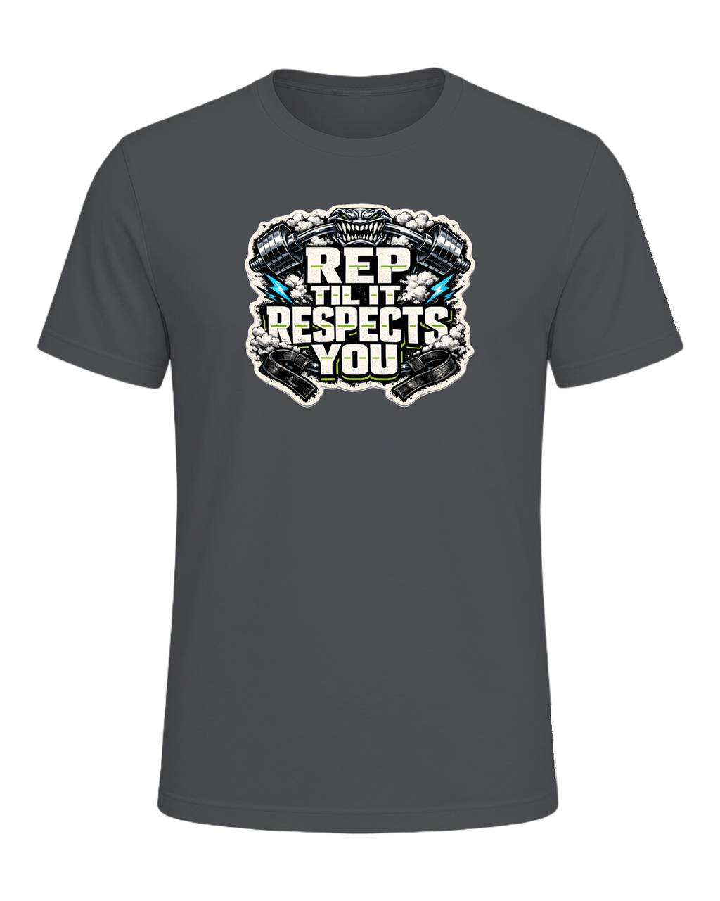 Rep Til It Respects You Tee — Asphalt
