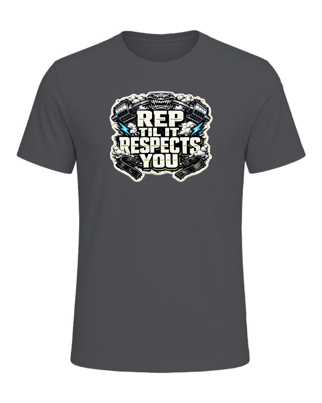 Rep Til It Respects You Tee — Asphalt