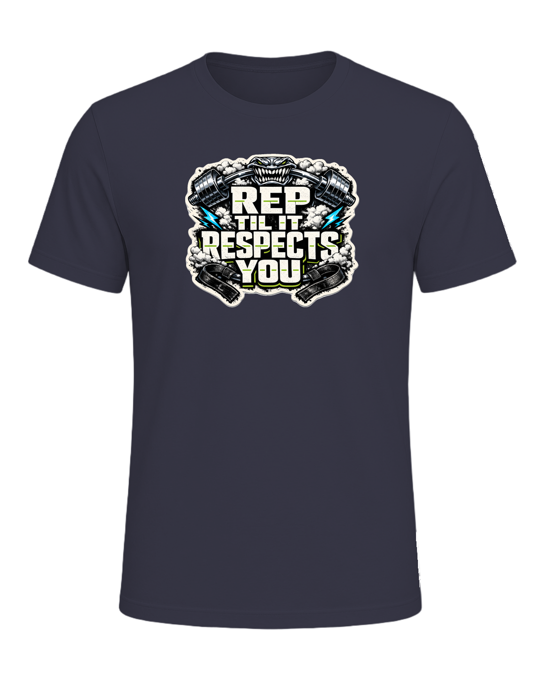 Rep Til It Respects You Tee — Heather Midnight Navy