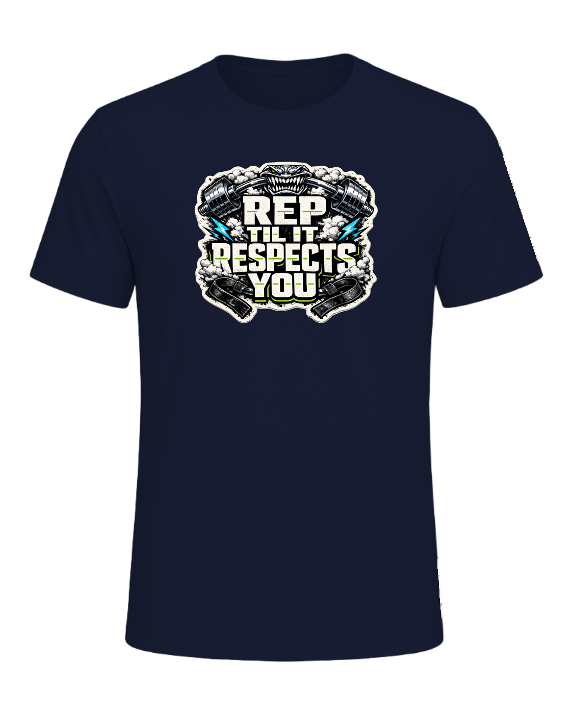 Rep Til It Respects You Tee — Navy