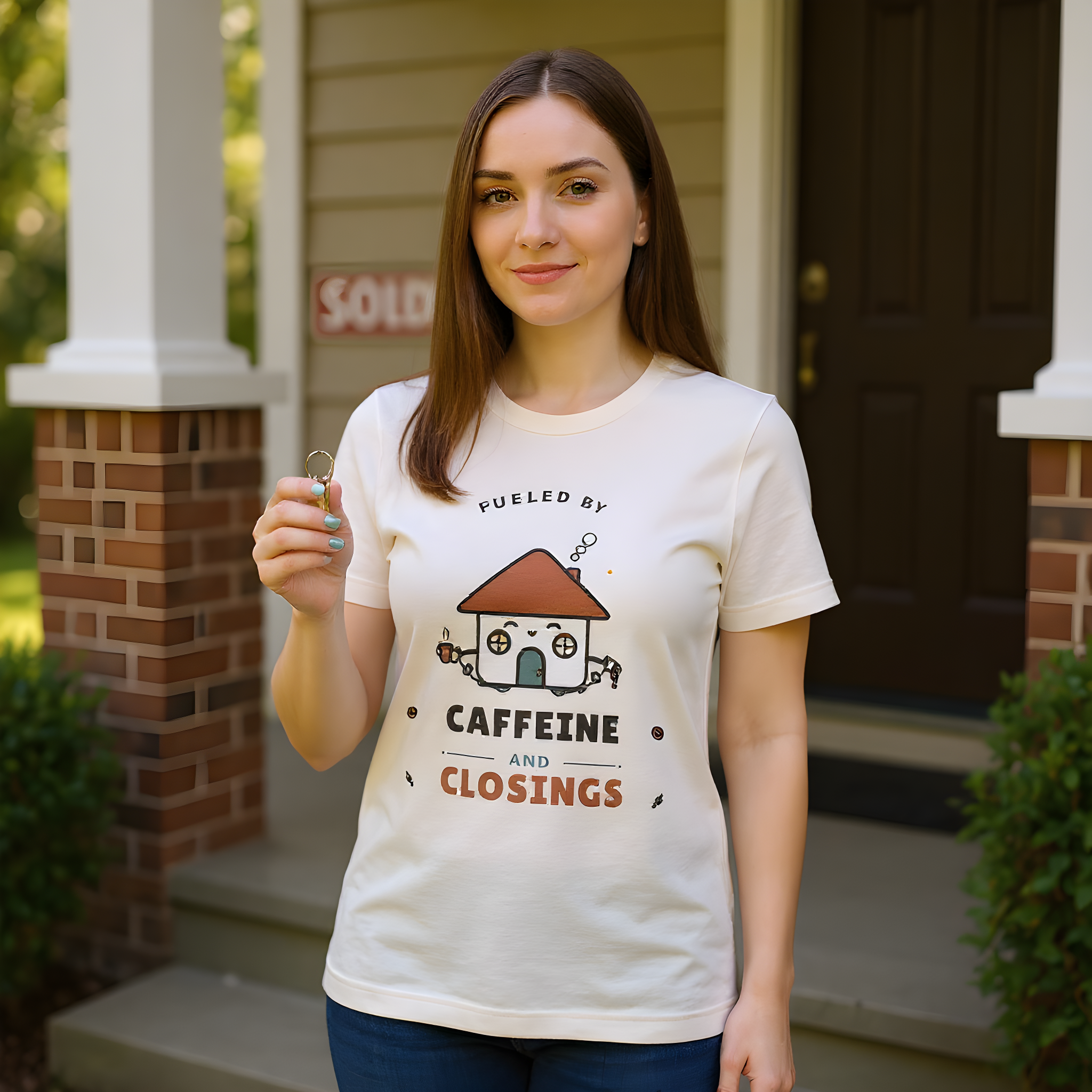 Funny Mortgage T-Shirt — Fueled by Caffeine and Closings — mortgage t-shirt design