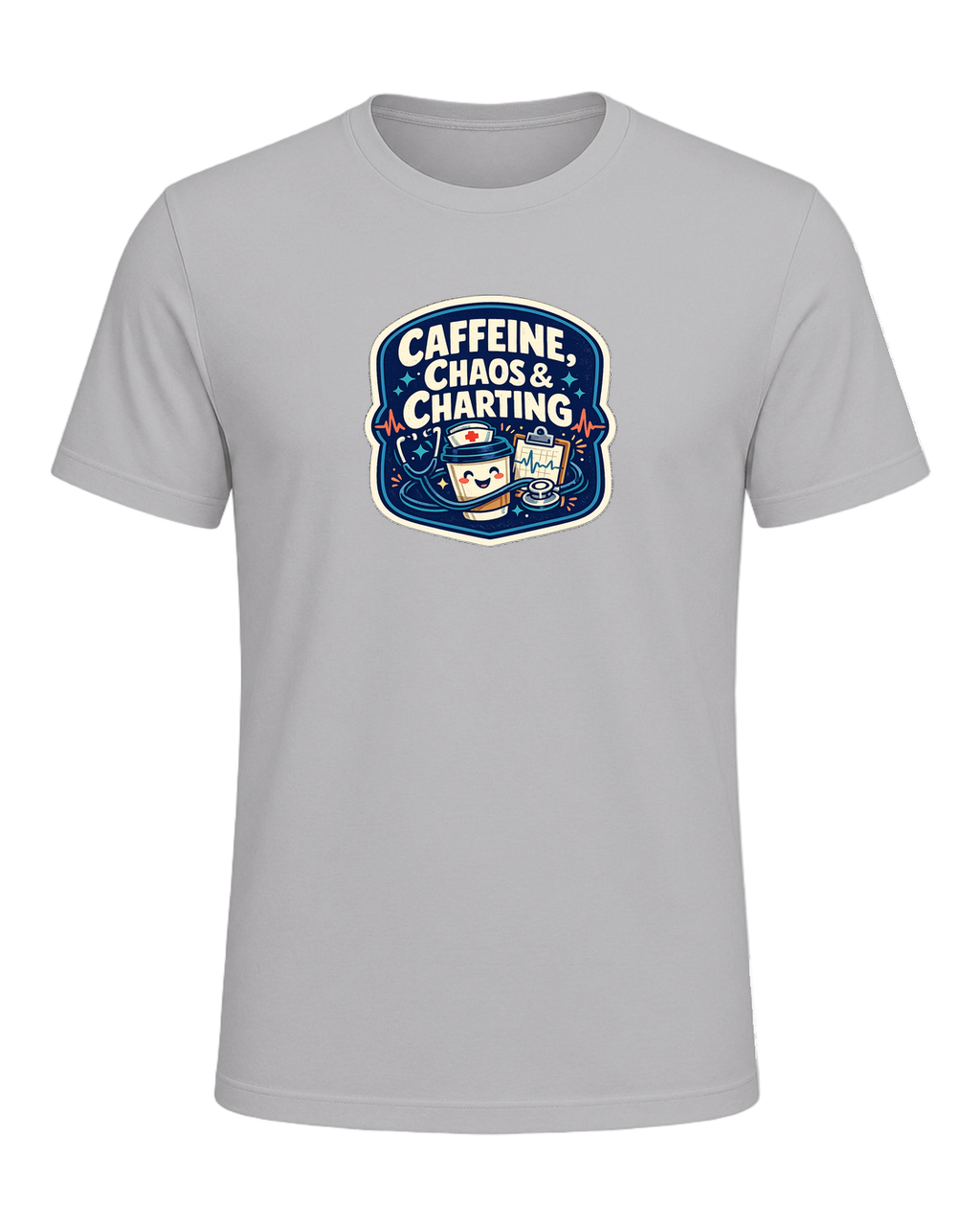 Caffeine, Chaos & Charting Tee — Athletic Heather