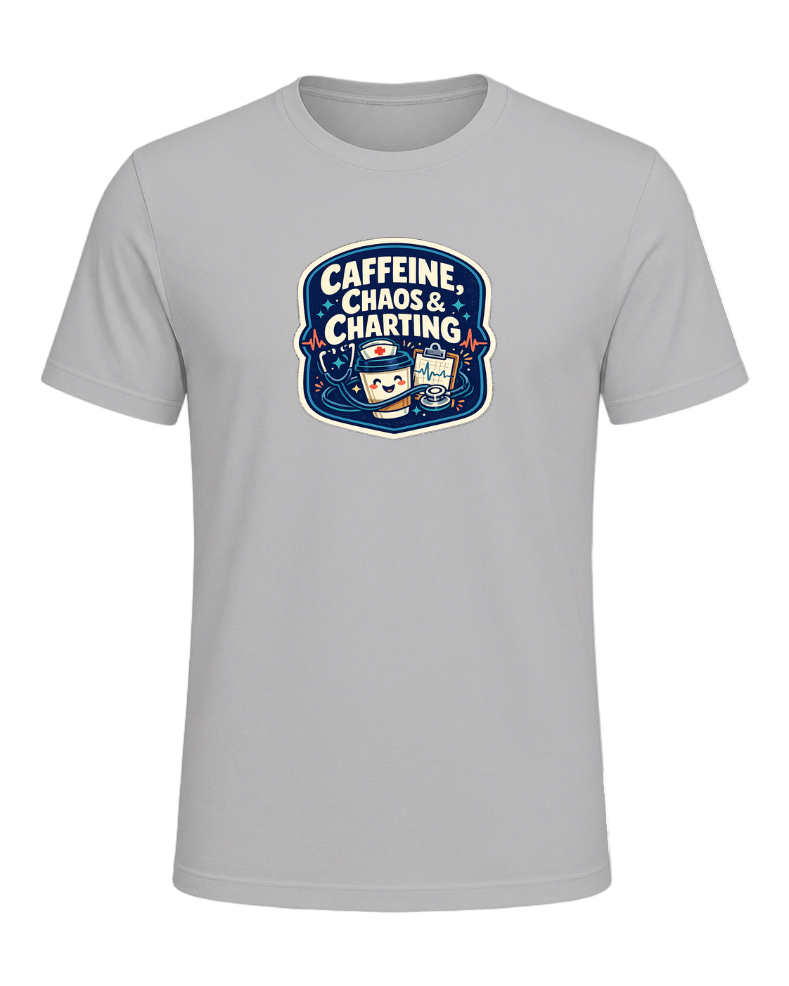Caffeine, Chaos & Charting Tee — Athletic Heather
