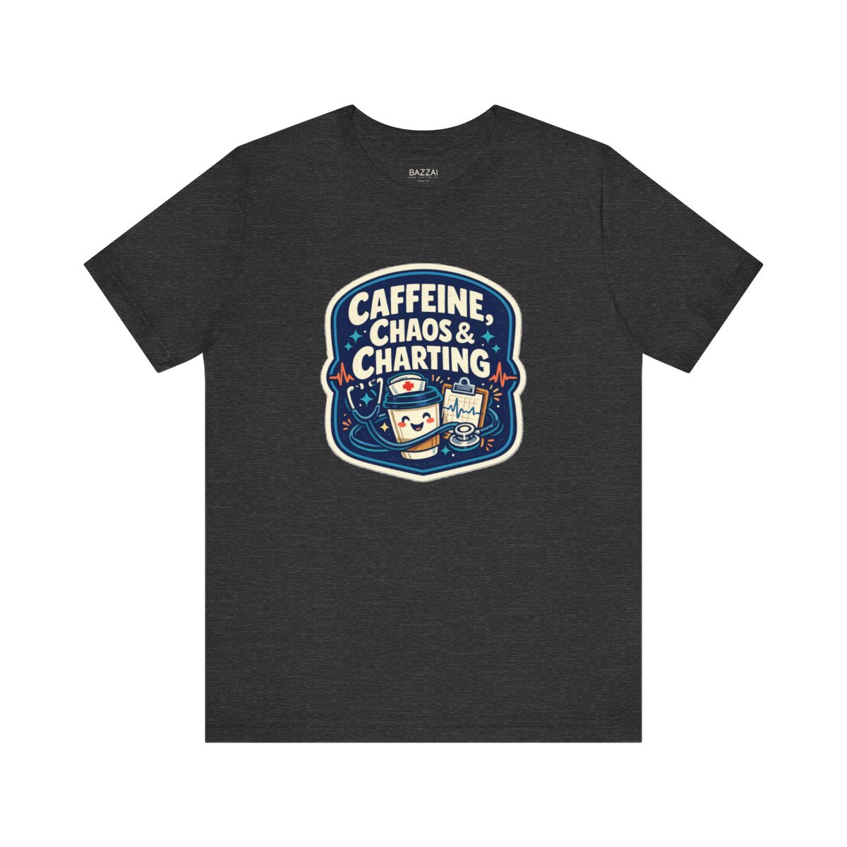 RN Life T-Shirt — Caffeine, Chaos &amp; Charting — t-shirt design by Hank