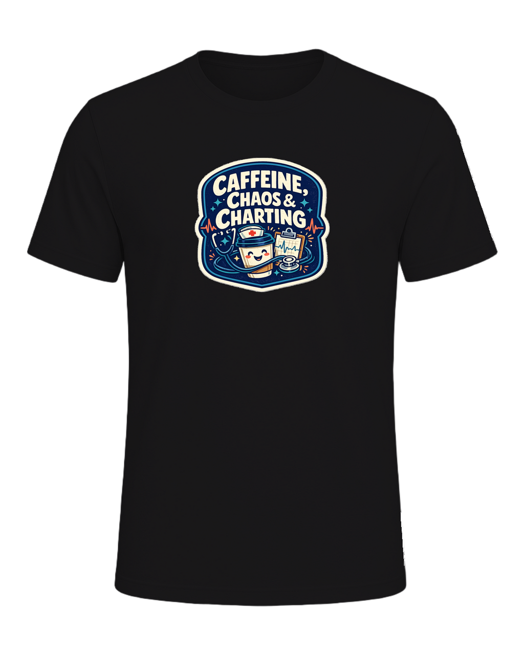 Caffeine, Chaos & Charting Tee — Dark Grey Heather