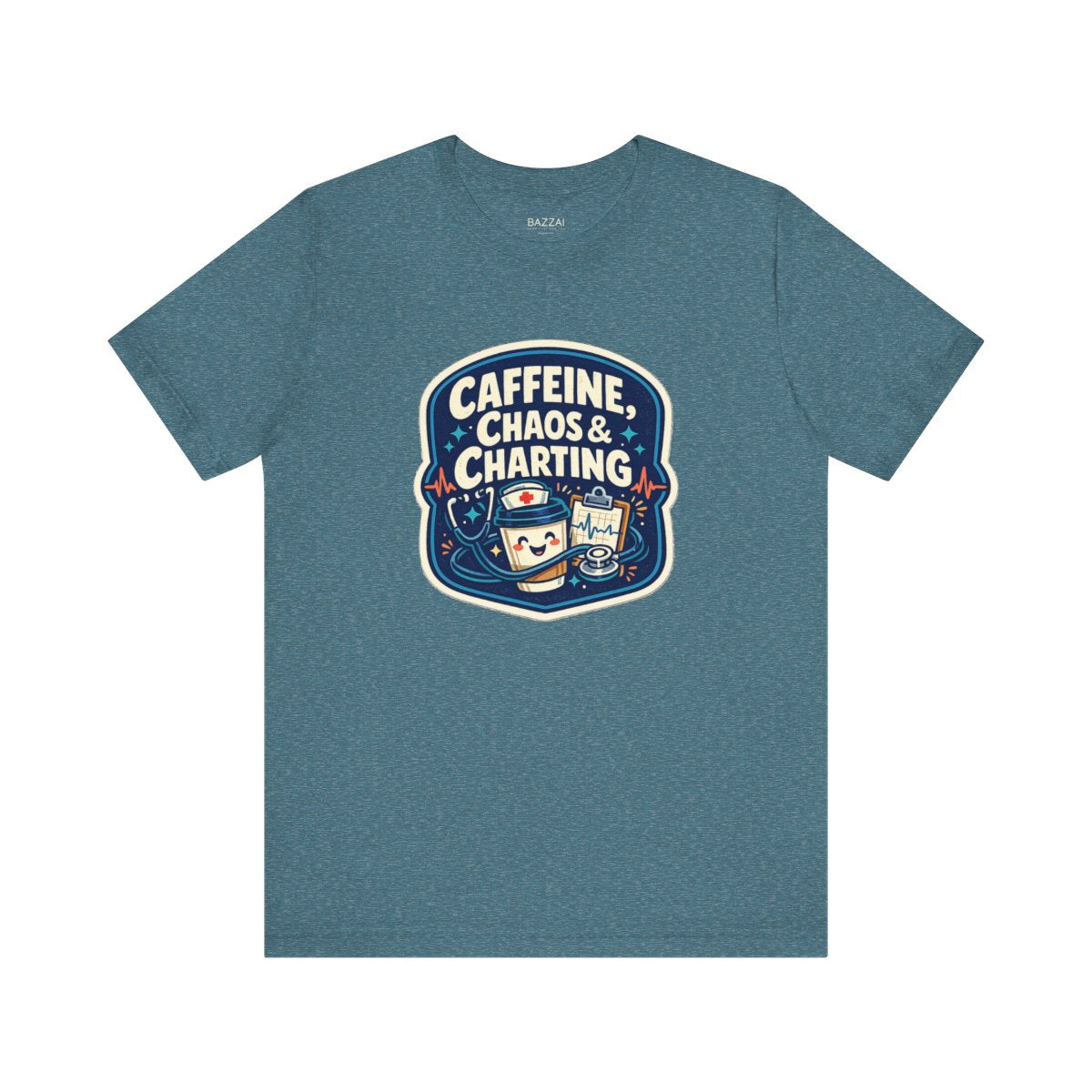 RN Life T-Shirt — Caffeine, Chaos &amp; Charting — t-shirt design by Hank