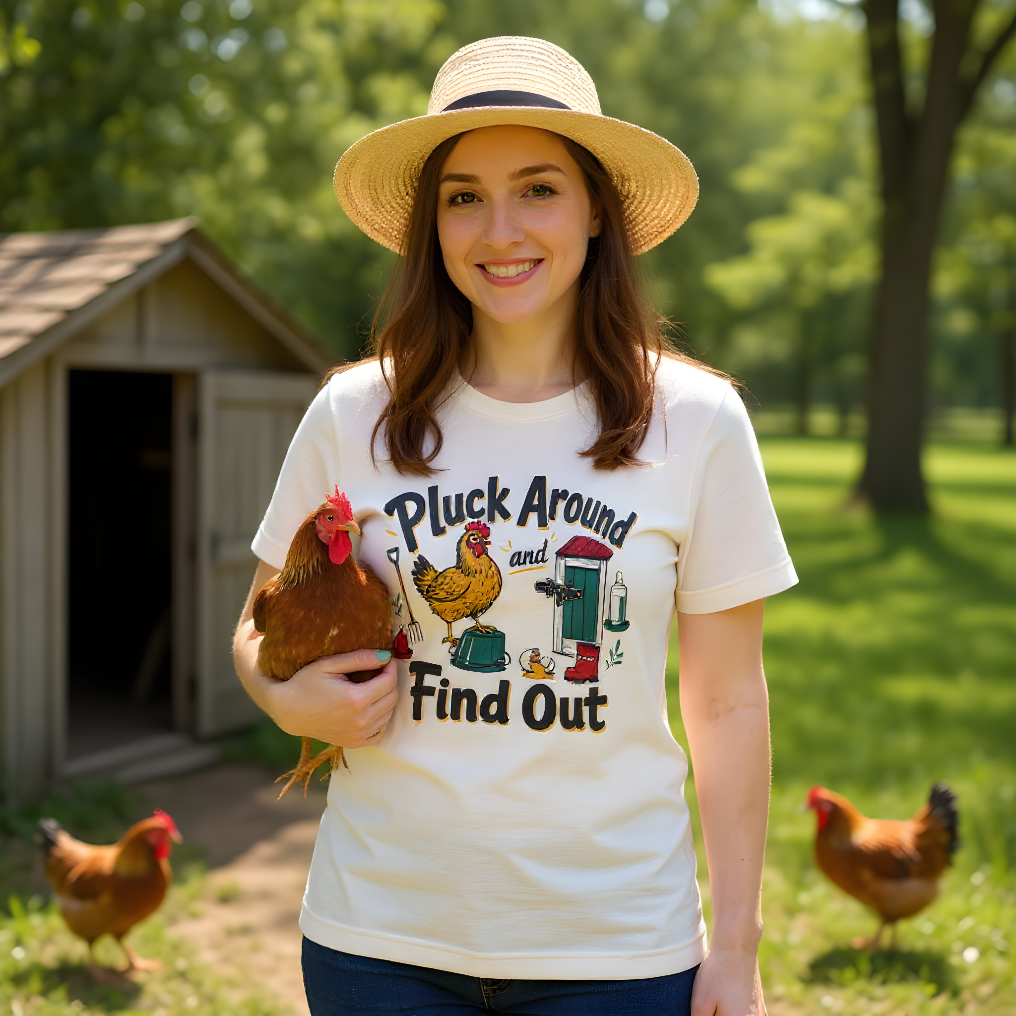 Chicken Humor T-Shirt — Pluck Around and Find Out — backyard chicken t-shirt design
