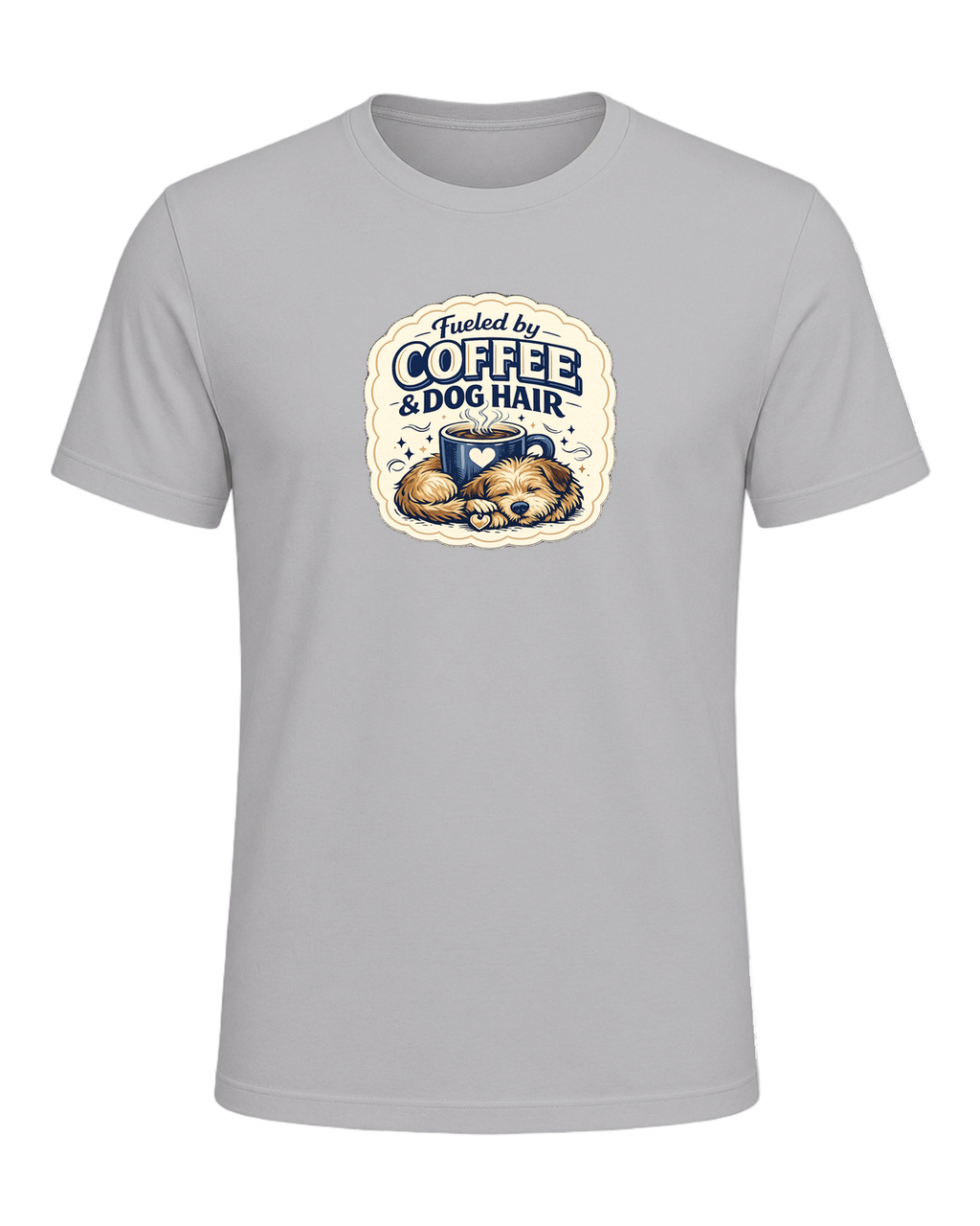 Fueled By Coffee & Dog Hair Tee — Athletic Heather