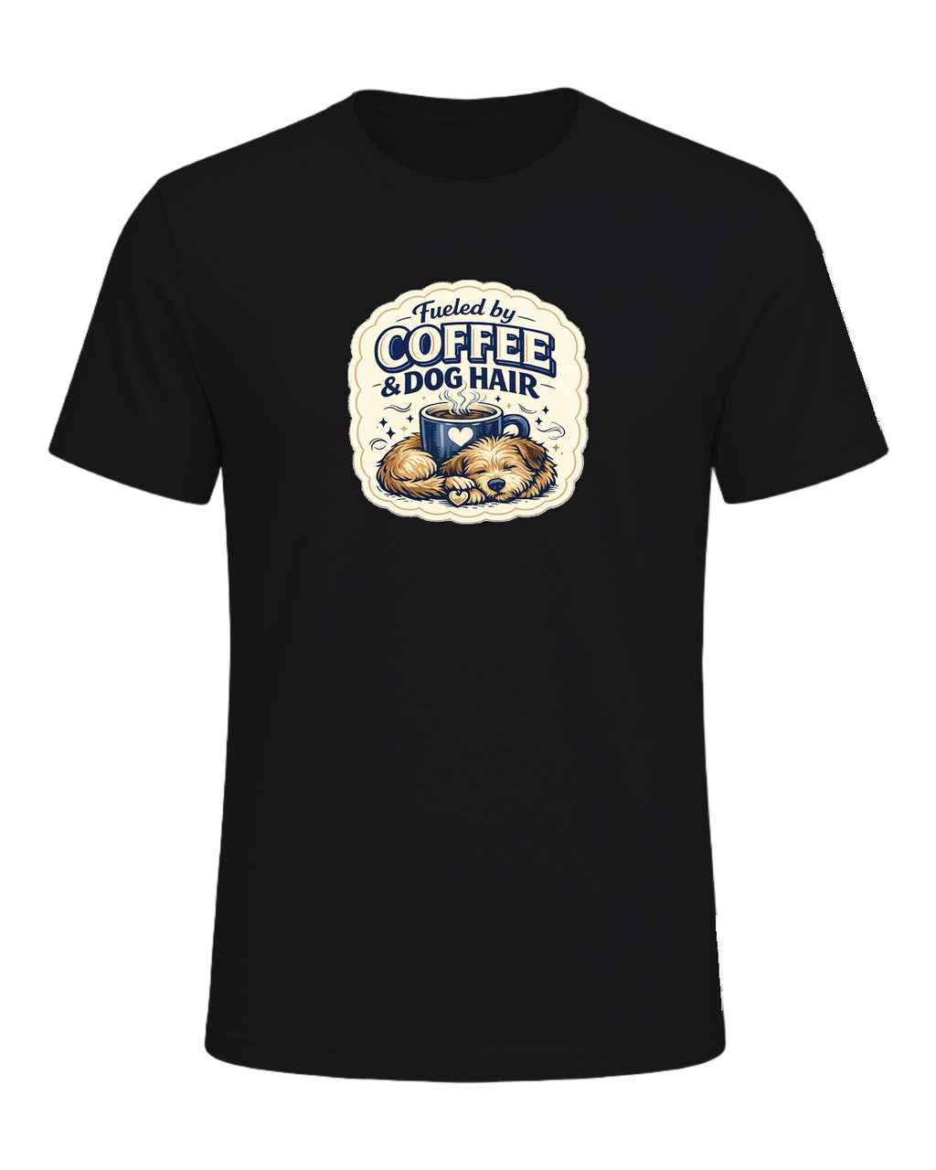 Fueled By Coffee & Dog Hair Tee — Dark Grey Heather