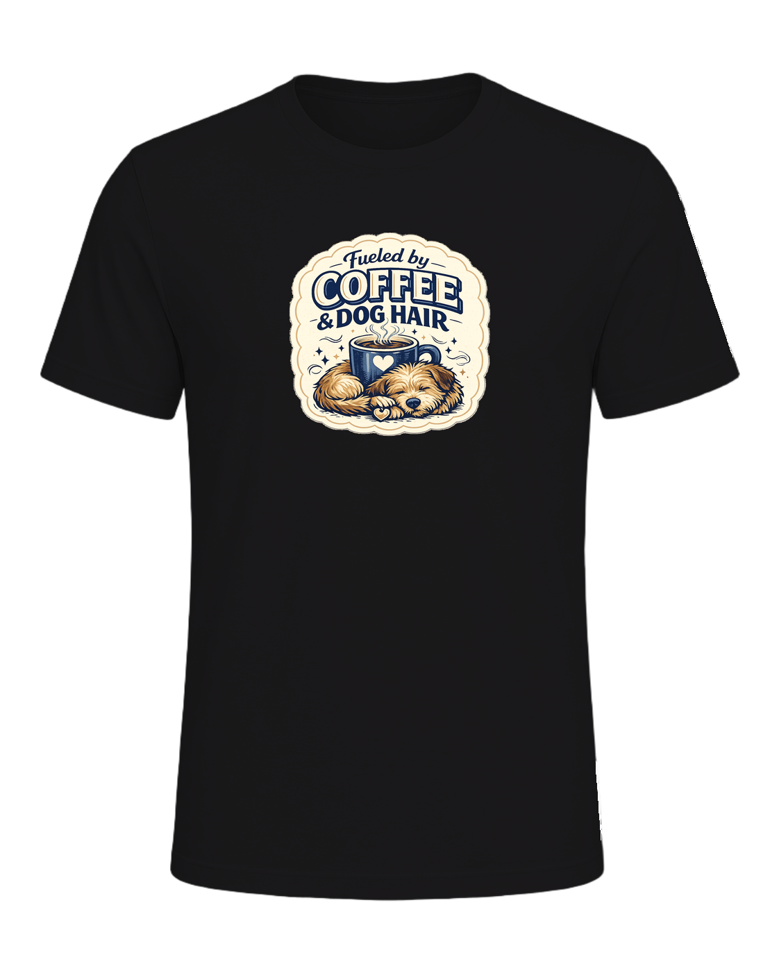 Fueled By Coffee & Dog Hair Tee — Dark Grey Heather